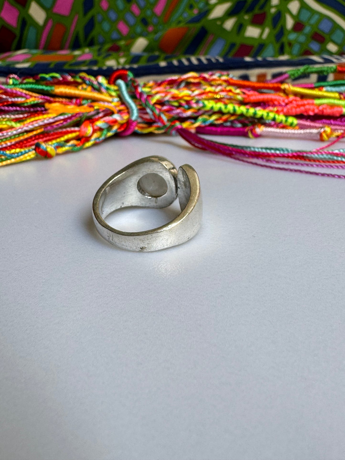 Boho silver moonstone ring