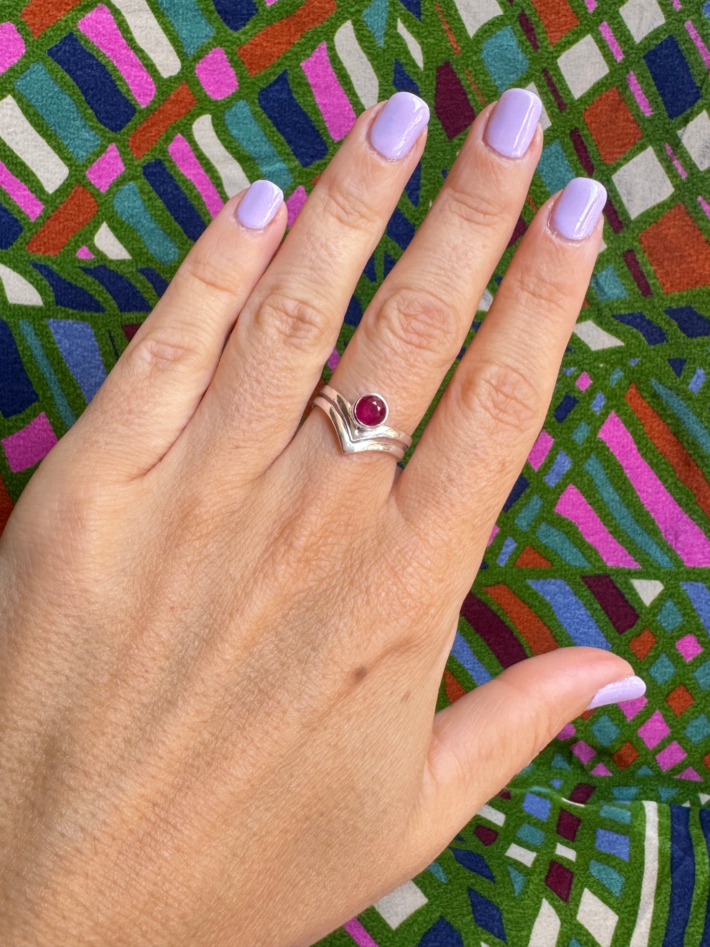 925 silver ring with corundum, size 15 - X58