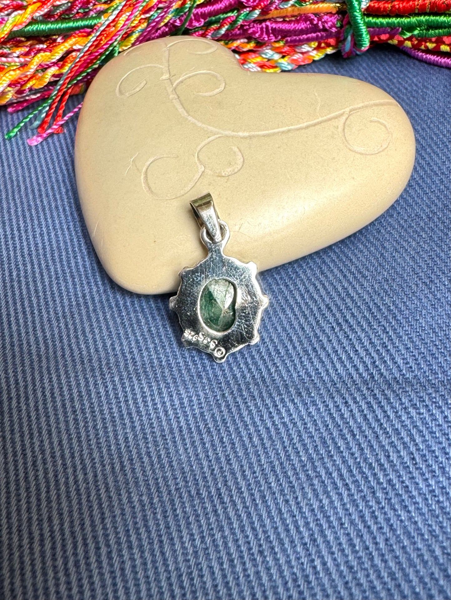 Emerald root 925 silver pendant