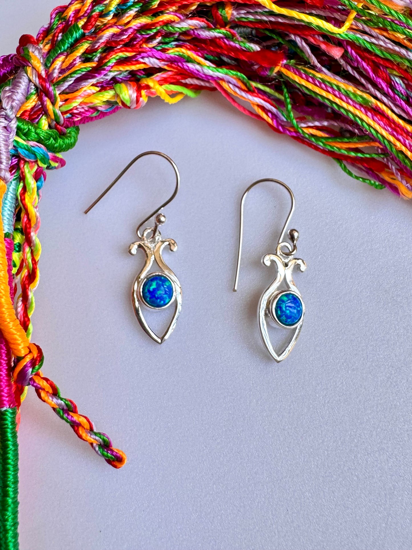 Orecchini argento 925 opale  azzurro 13A