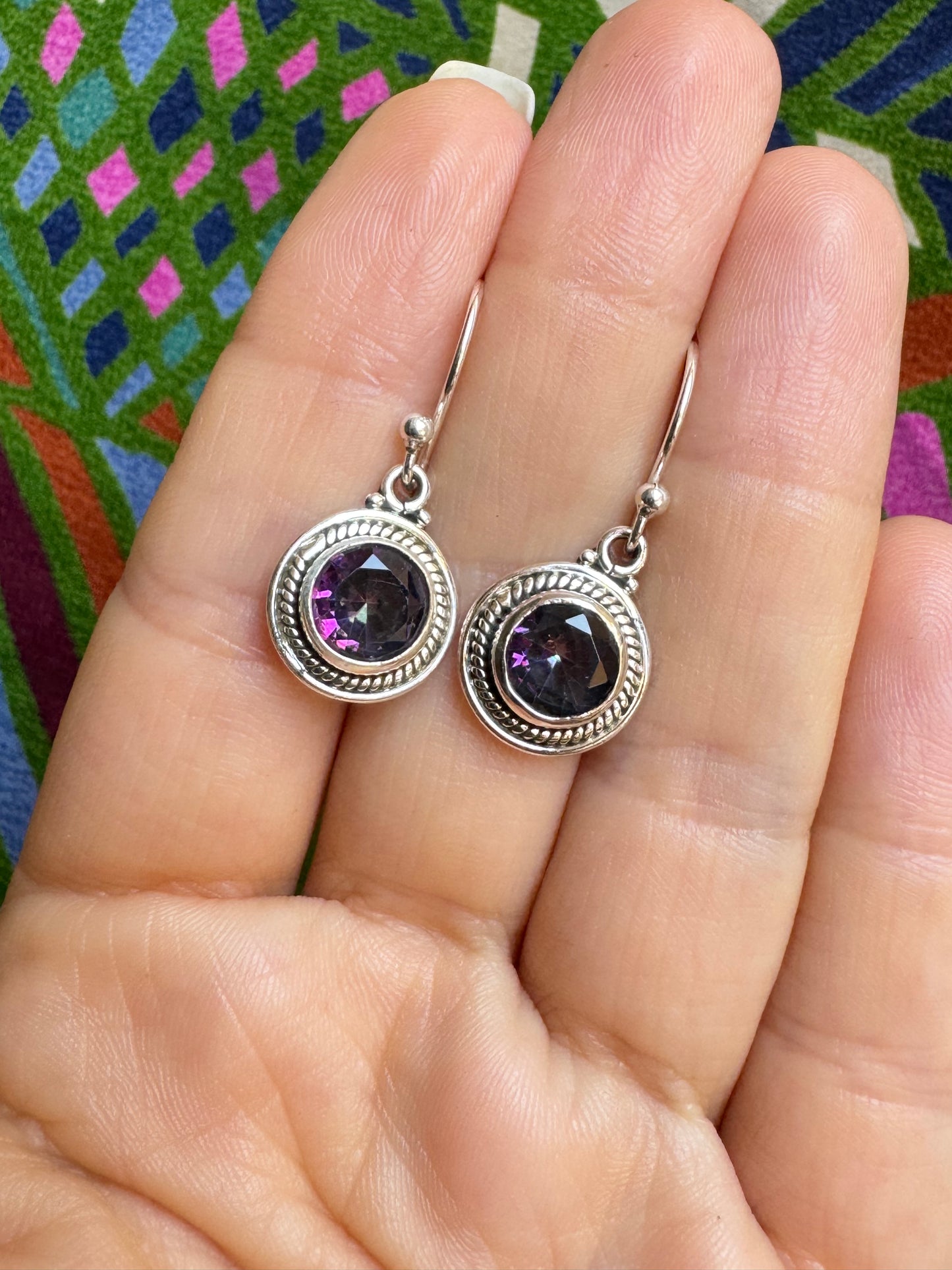 925 mystic stone silver earrings