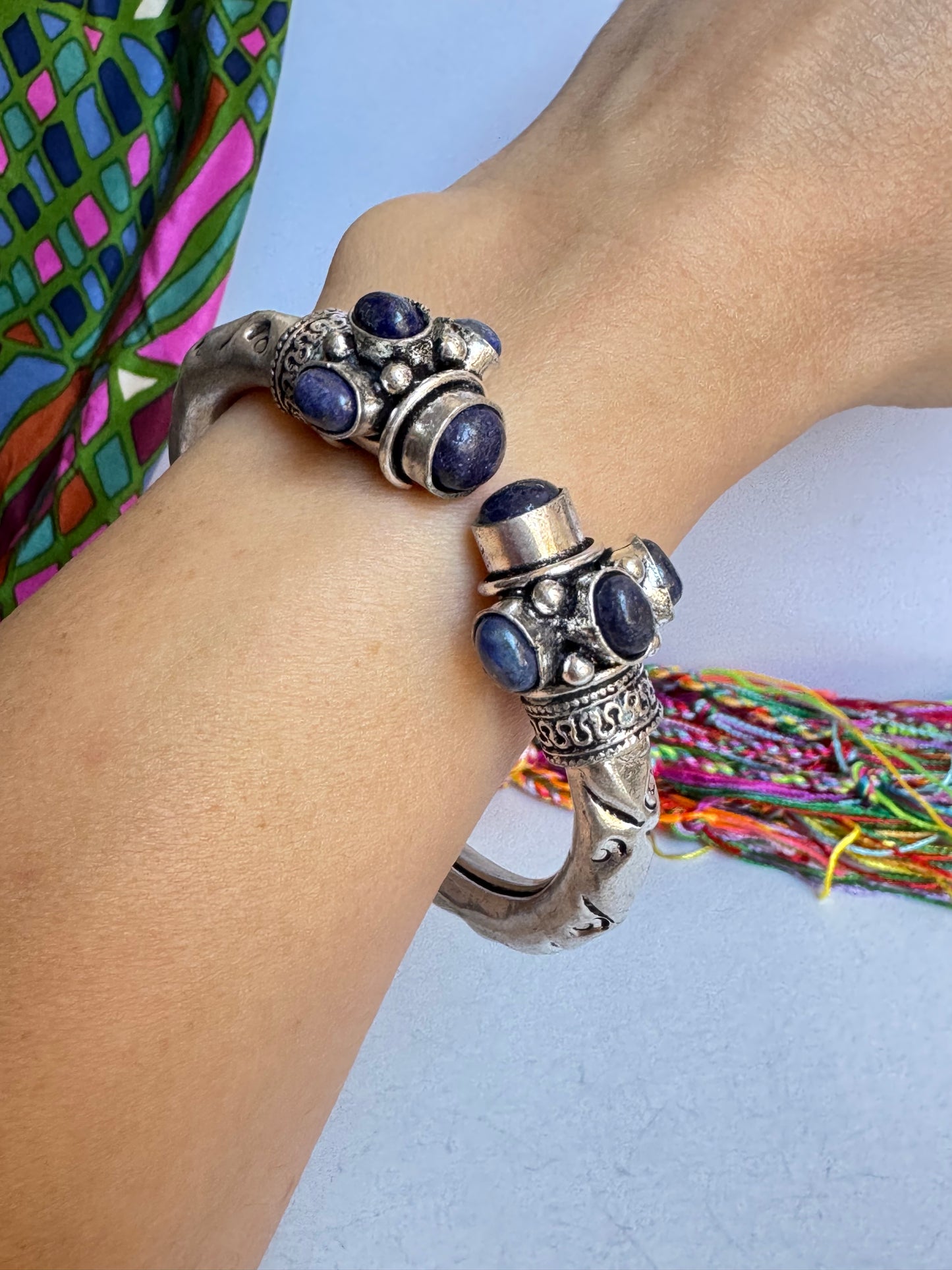 Bracciale boho argentato blu
