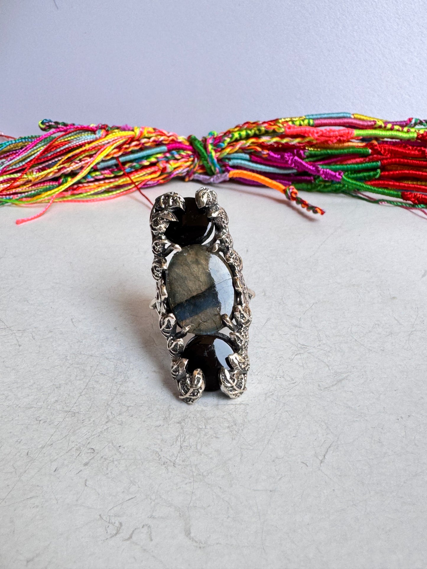 Anello argento 925 labradorite misura 21 4V