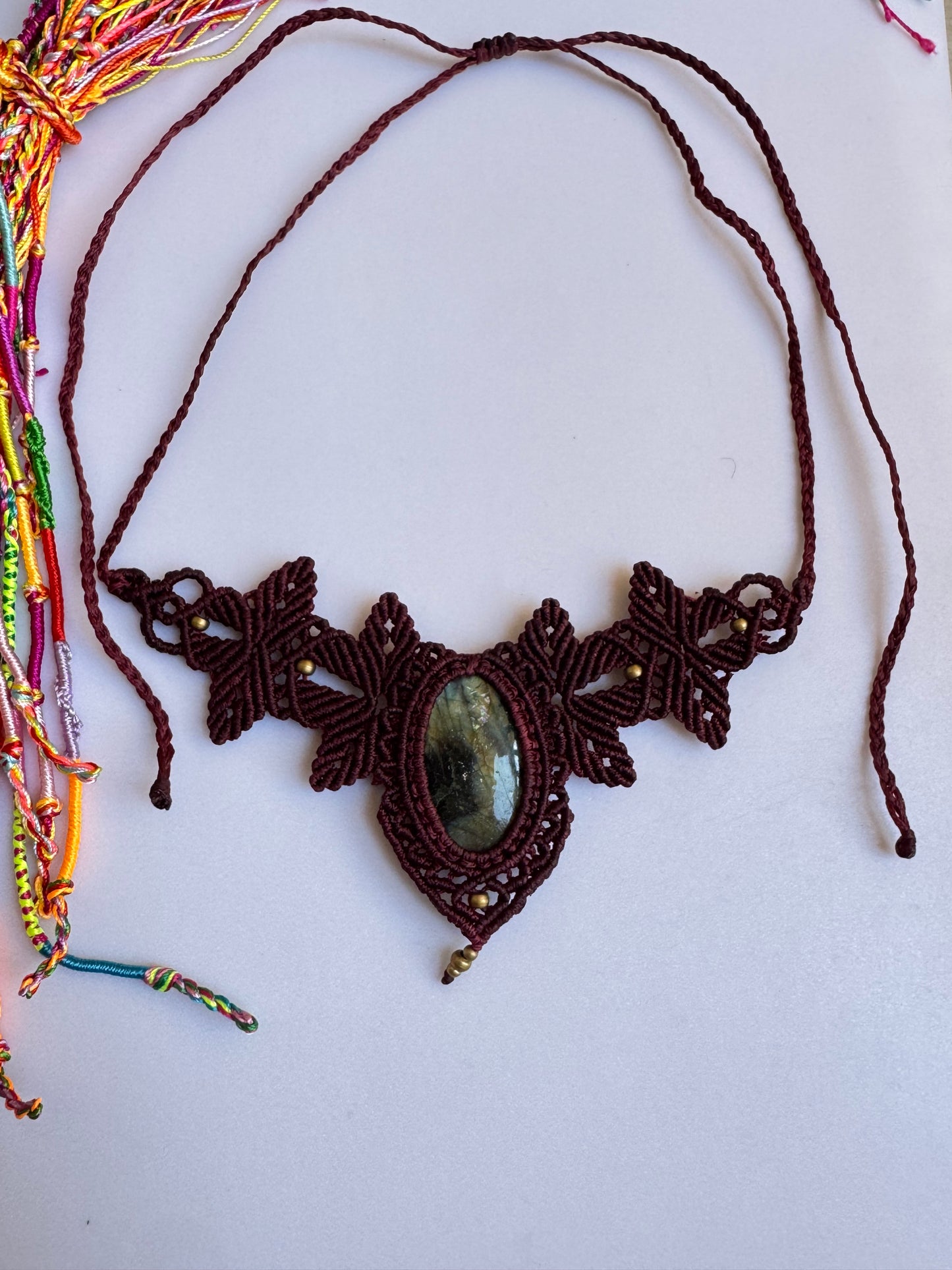 Collana macramè labradorite H