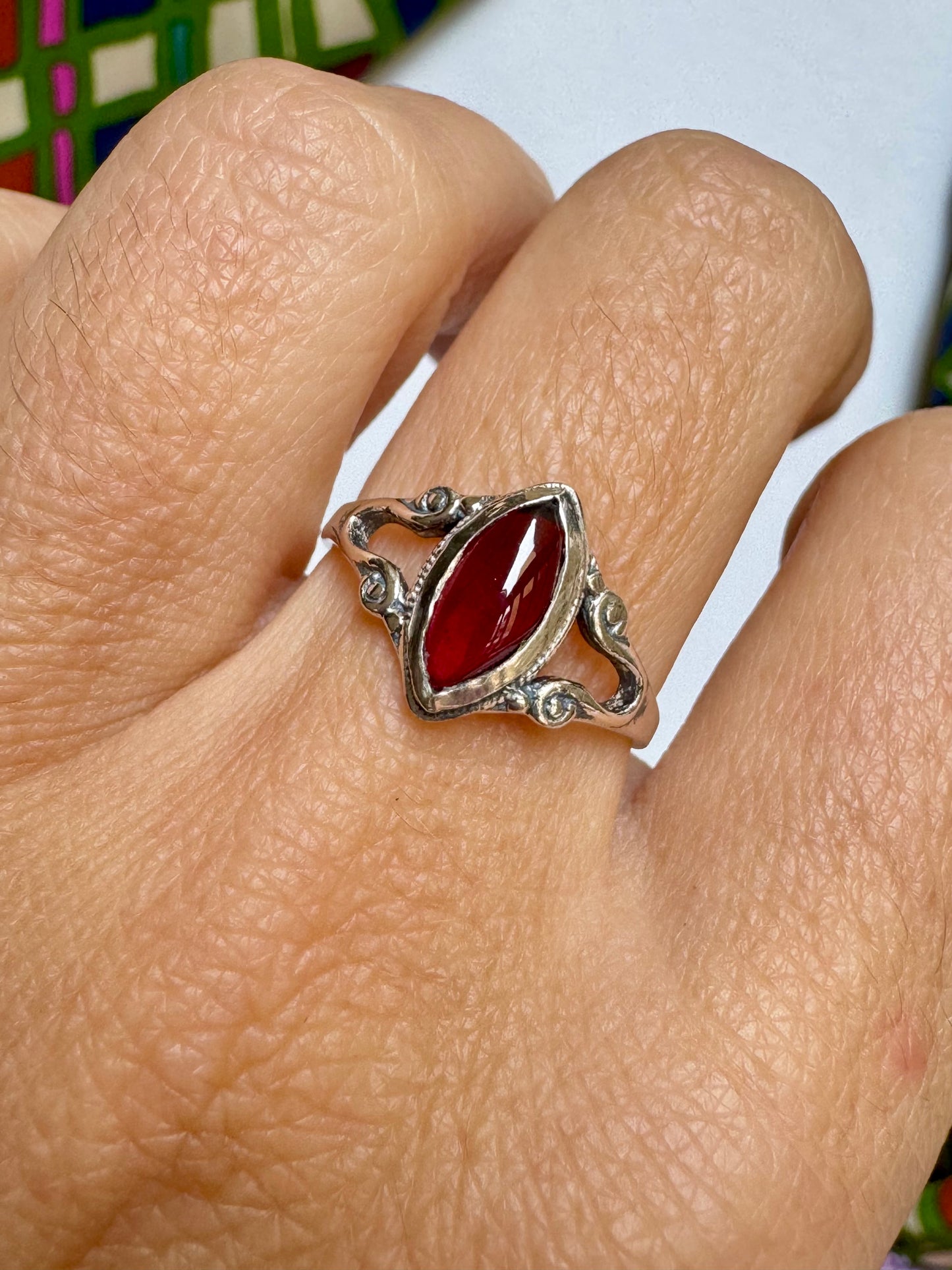 Anello argento 925 granato misura 17 - 3GR