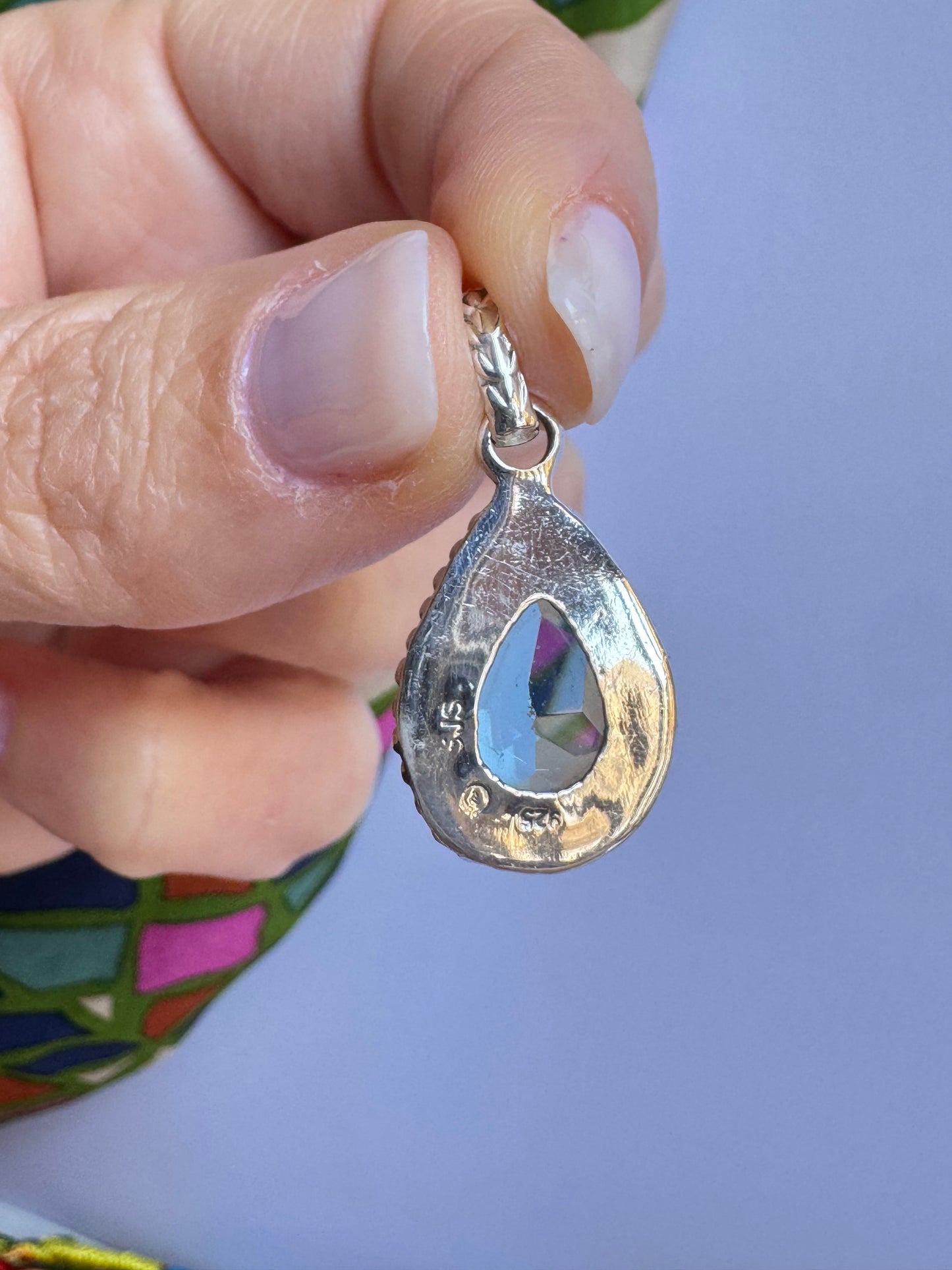 Ciondolo pendente argento 925 acquamarina 4K