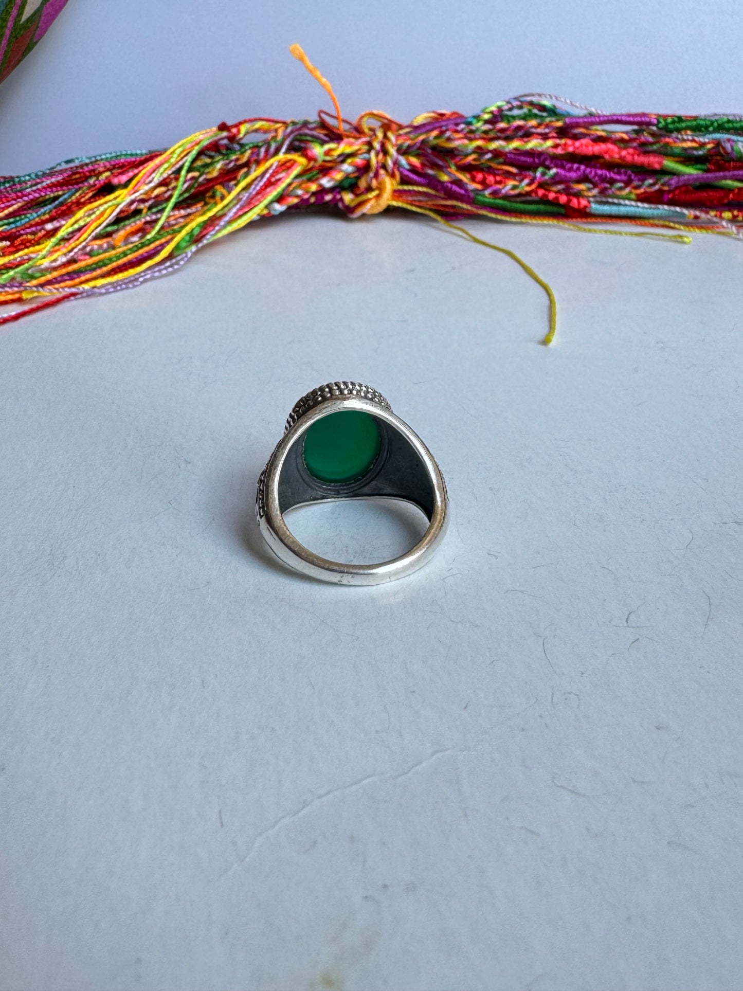 Anello argento 925 onice verde misura 16/17 OV1