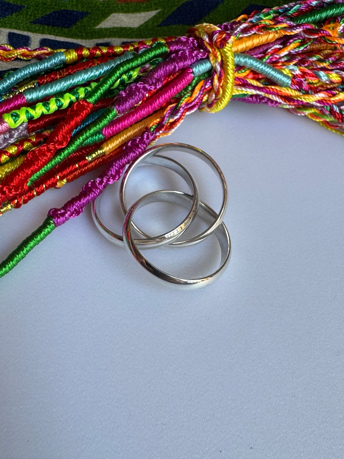 925er Silberring mit 3 glatten Drähten Größe 21- Z59