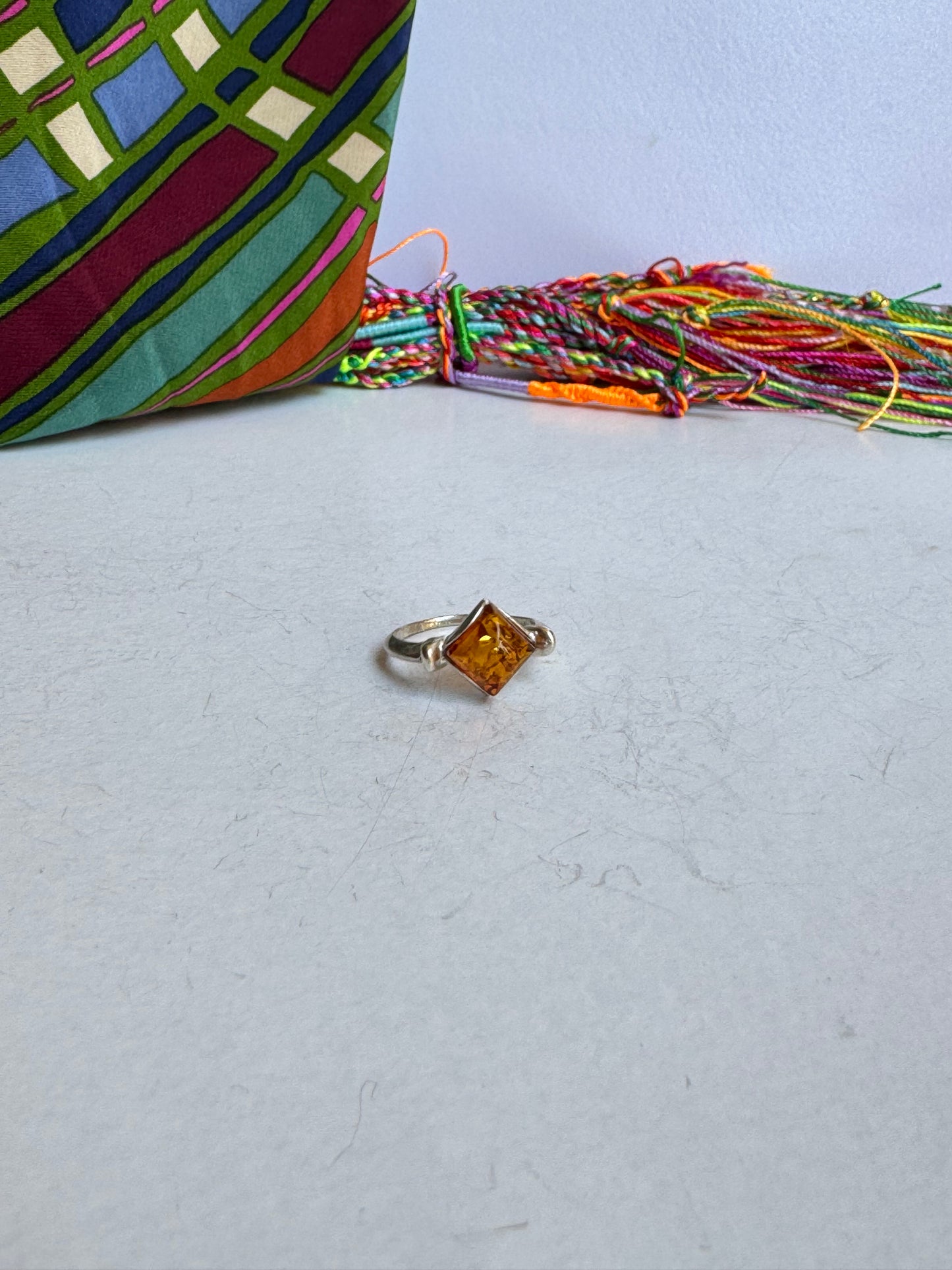 Anello argento 925 ambra misura 14 - 35AMB