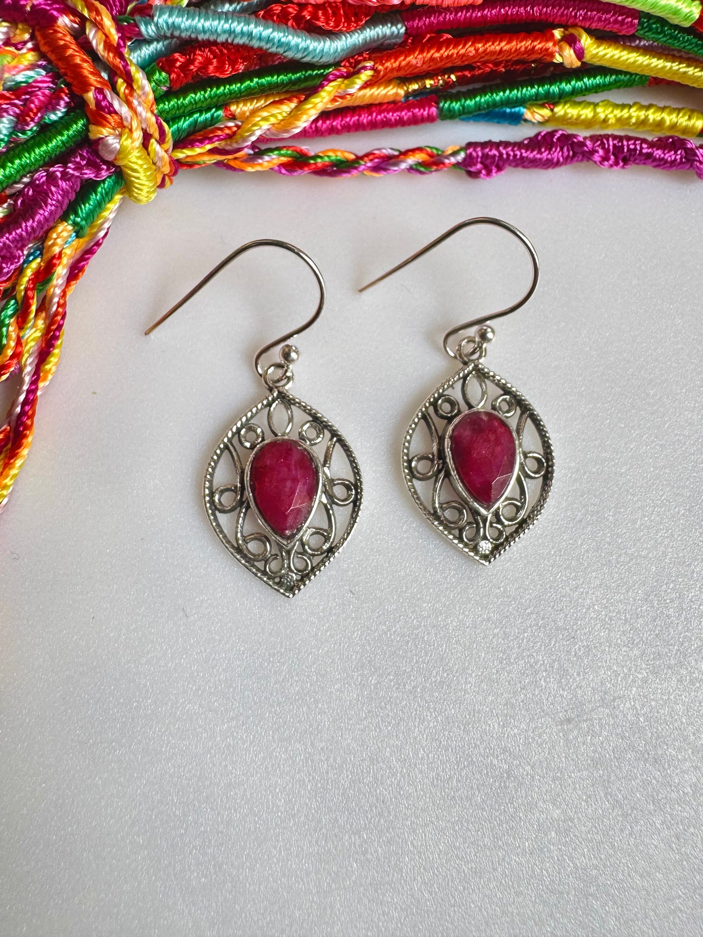 925 Silber Ohrringe Rubinwurzel O16