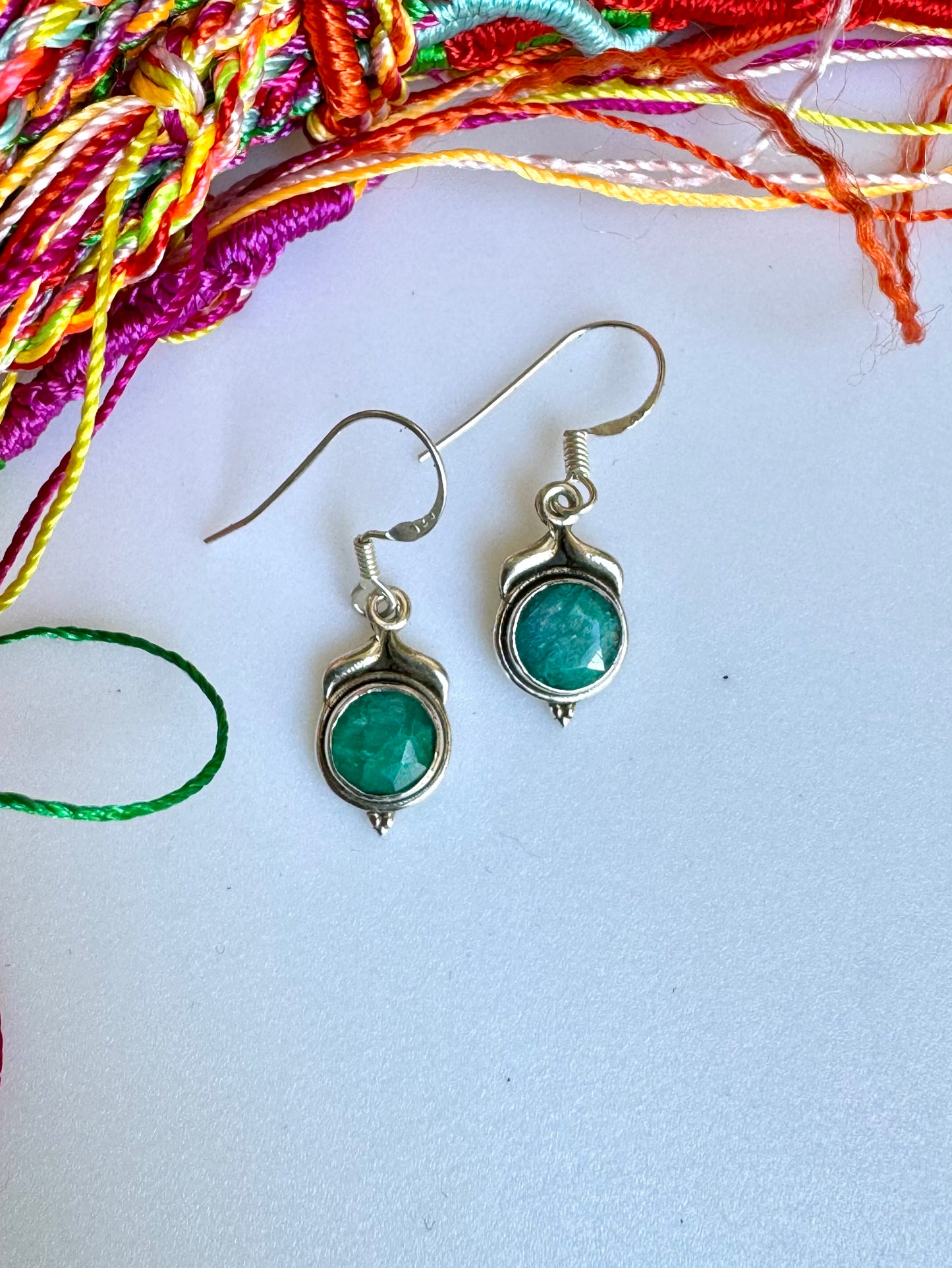 Emerald root 925 silver earrings