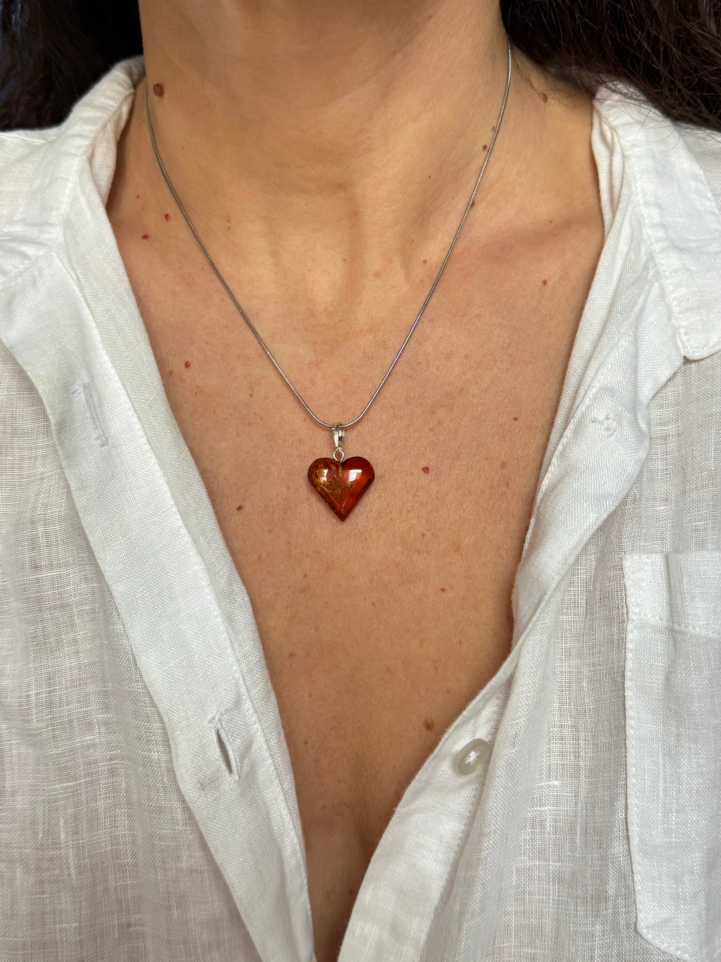 Pendente ciondolo argento925 ambra V2