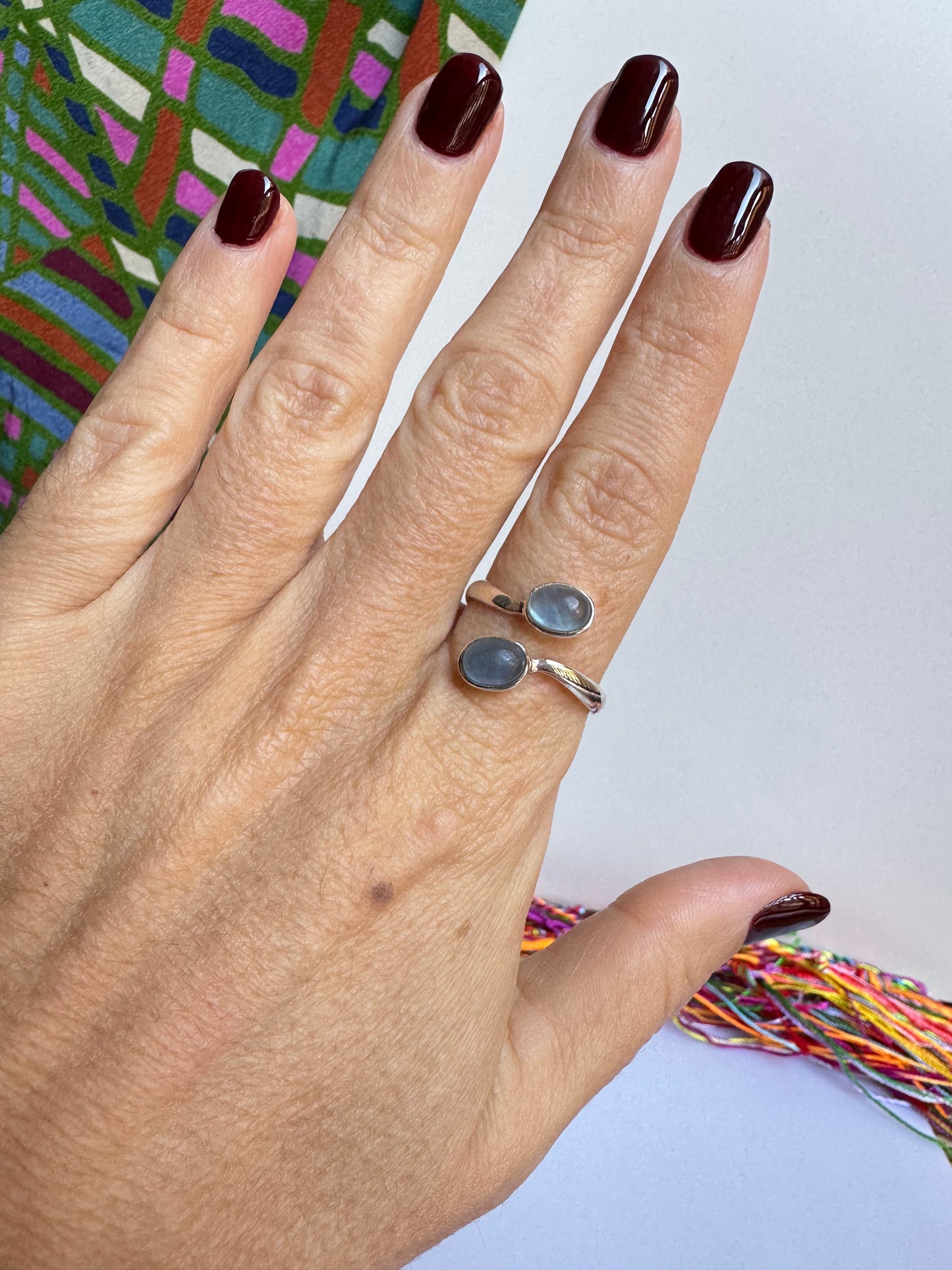 Anello argento 925 regolabile acquamarina misura 21 - 7AQ