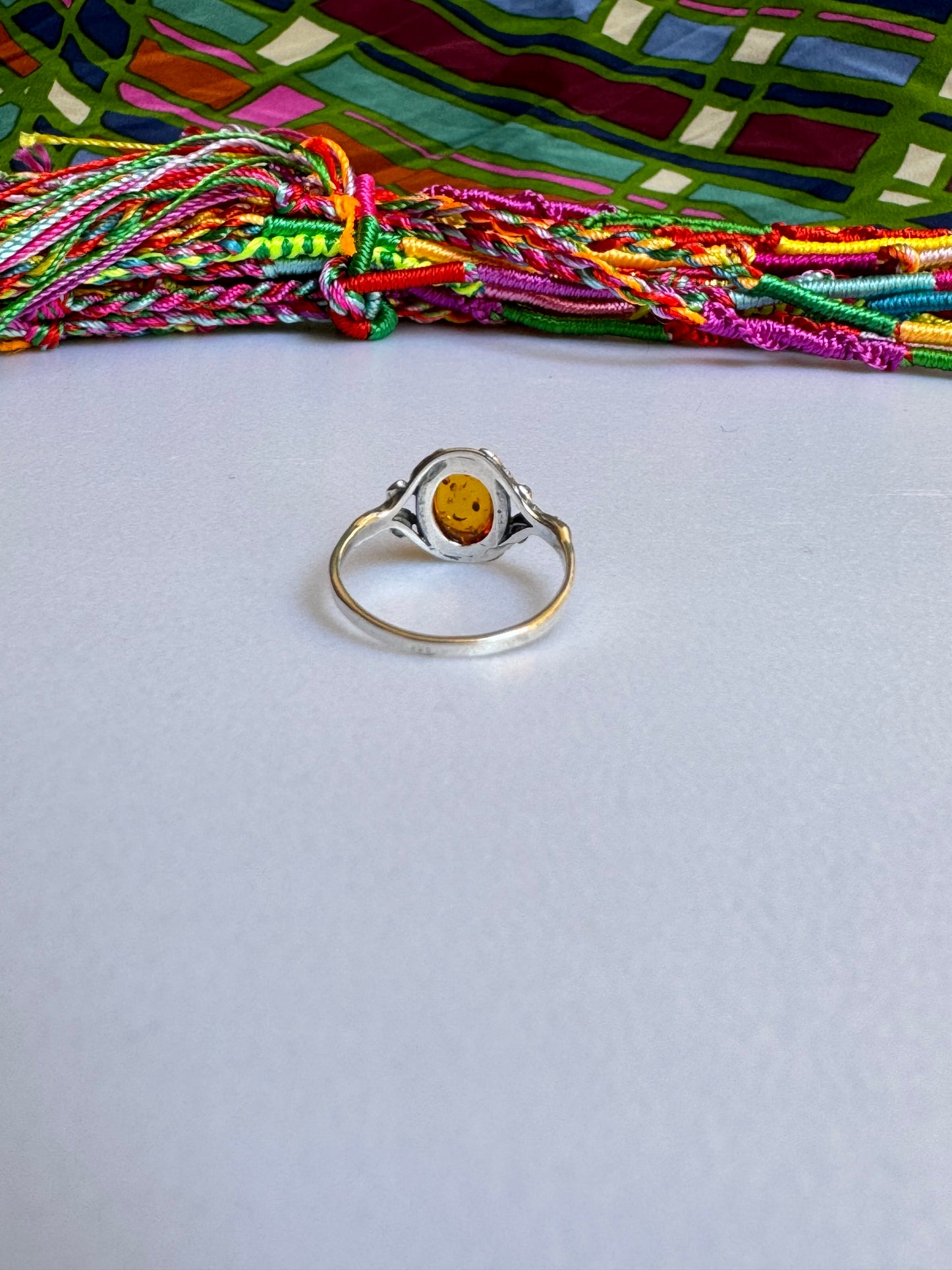 Amber Silver Ring 14A