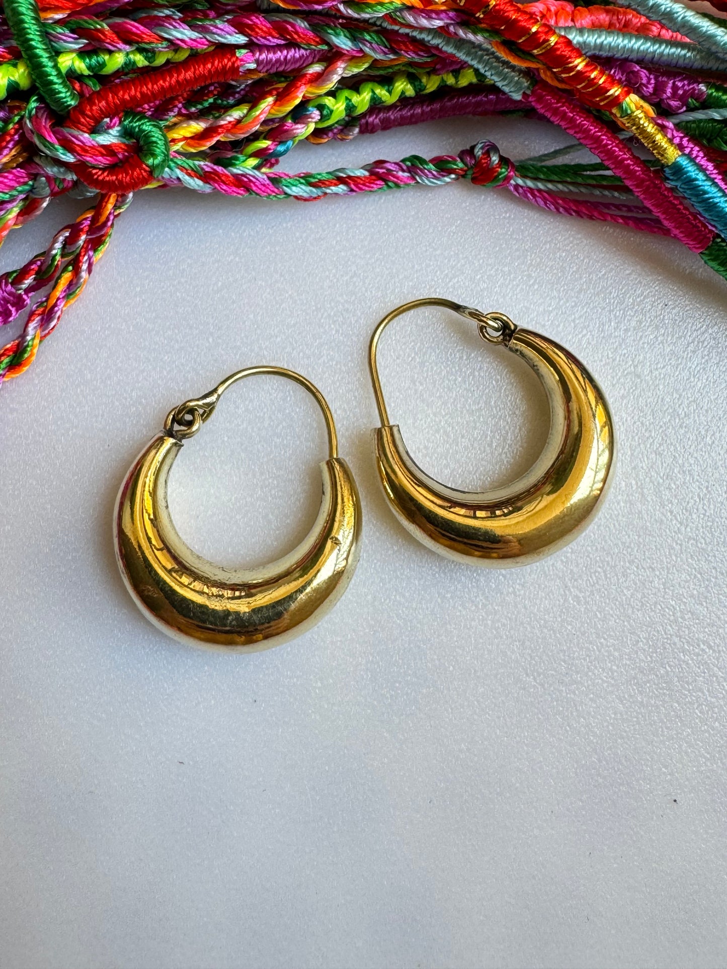 Boho earrings gold small domed hoops