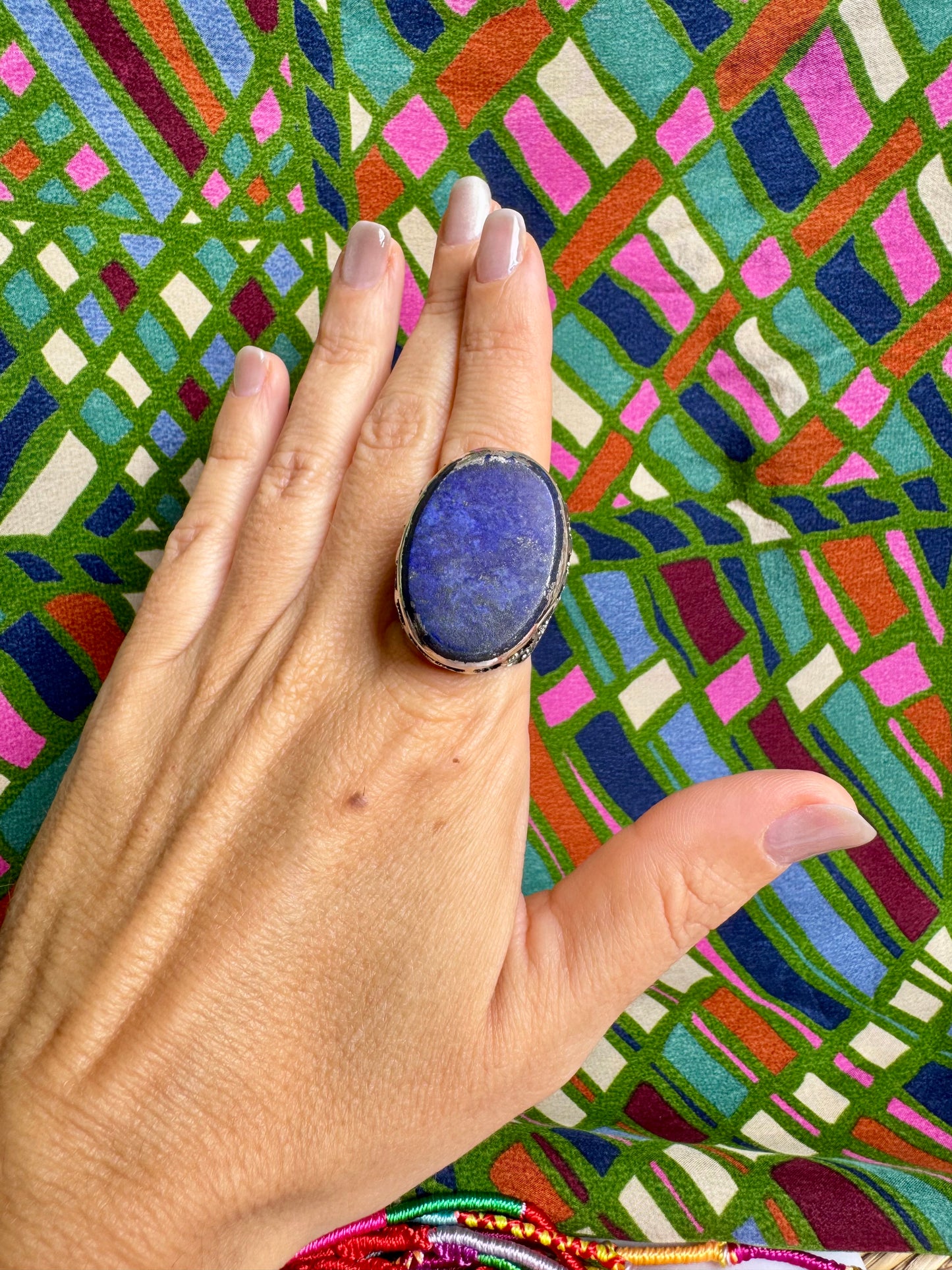 Antique vintage lapis lazuli hard stone ring
