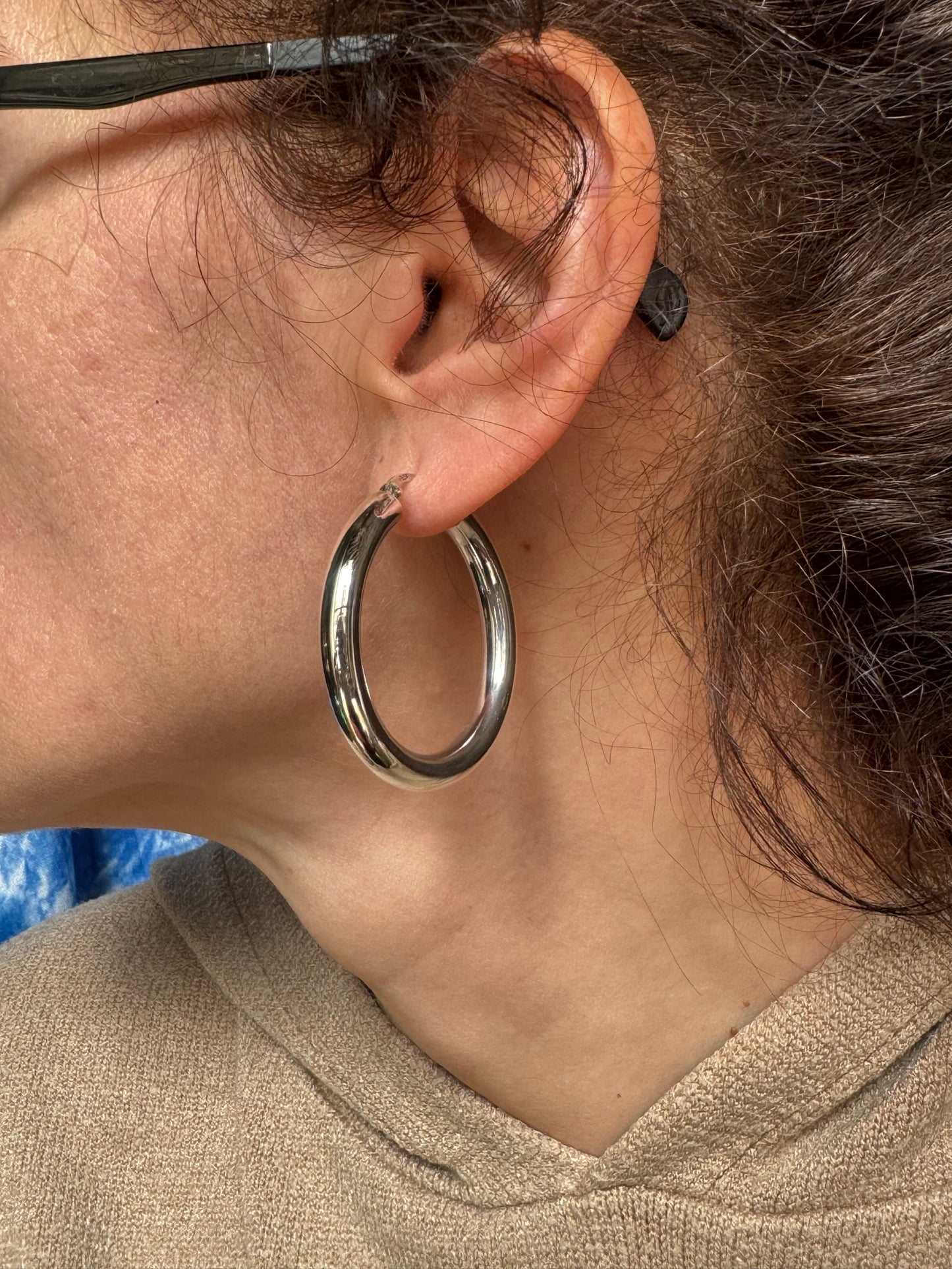 Double circle earrings in 925 T silver