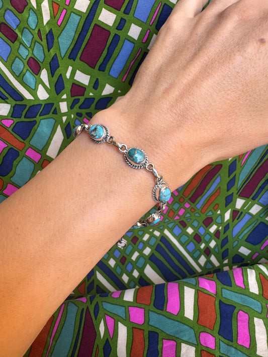 Bracciale argento925 copper turquoise B56