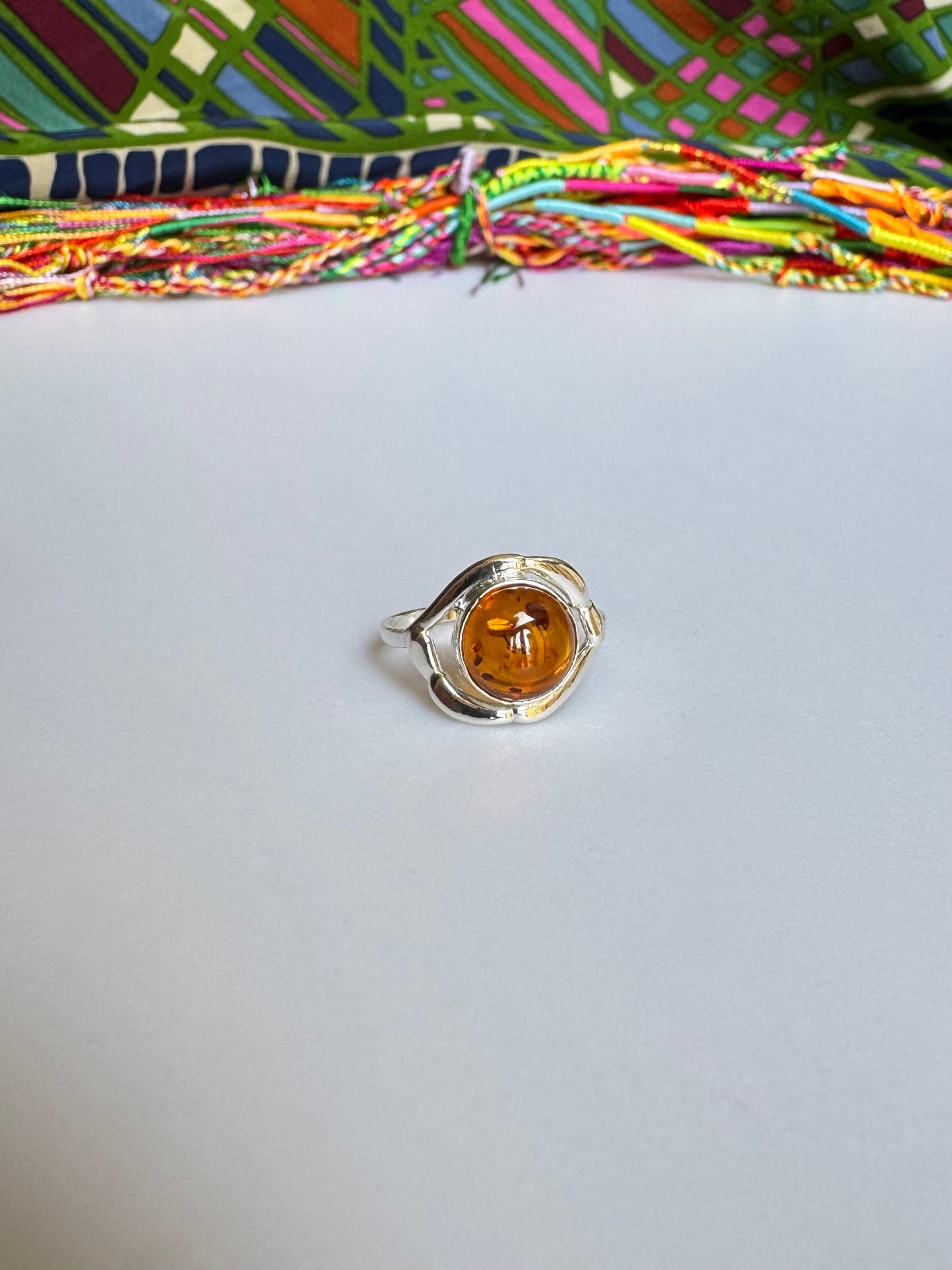 925 silver amber ring size 21 - 22 38A