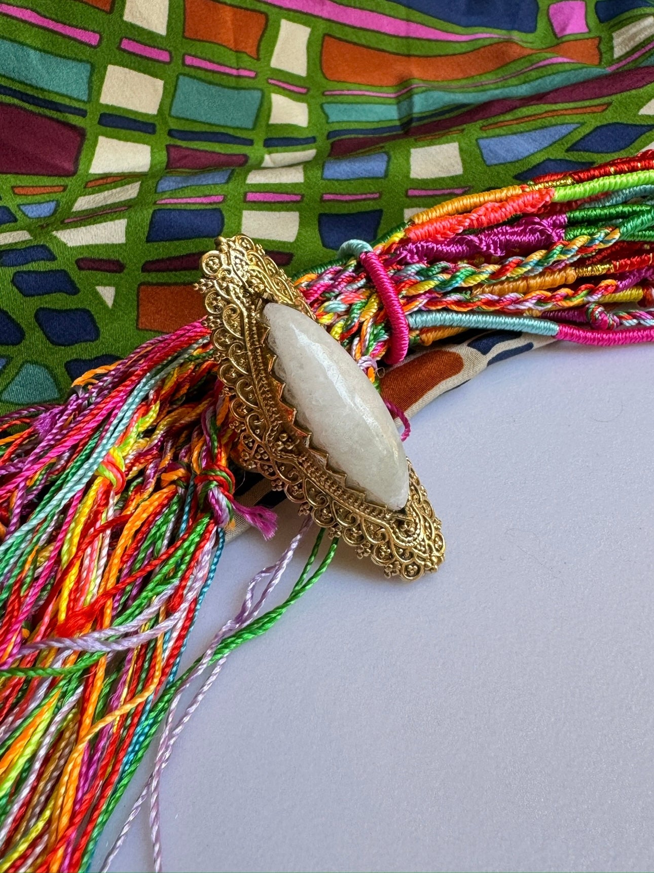 Golden moonstone boho ring