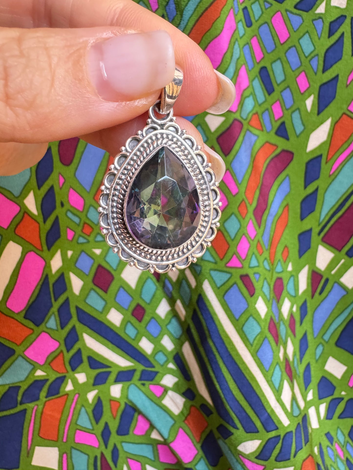 925 silver mystic stone pendant F37