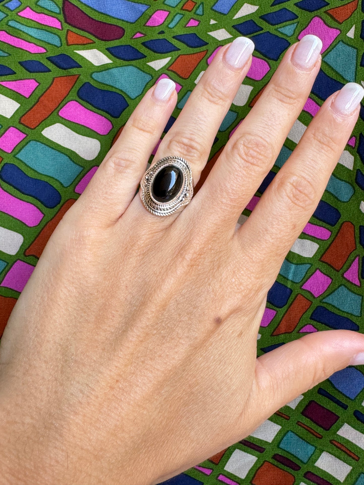 T47 black onyx 925 silver ring