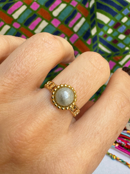 Gray golden steel ring