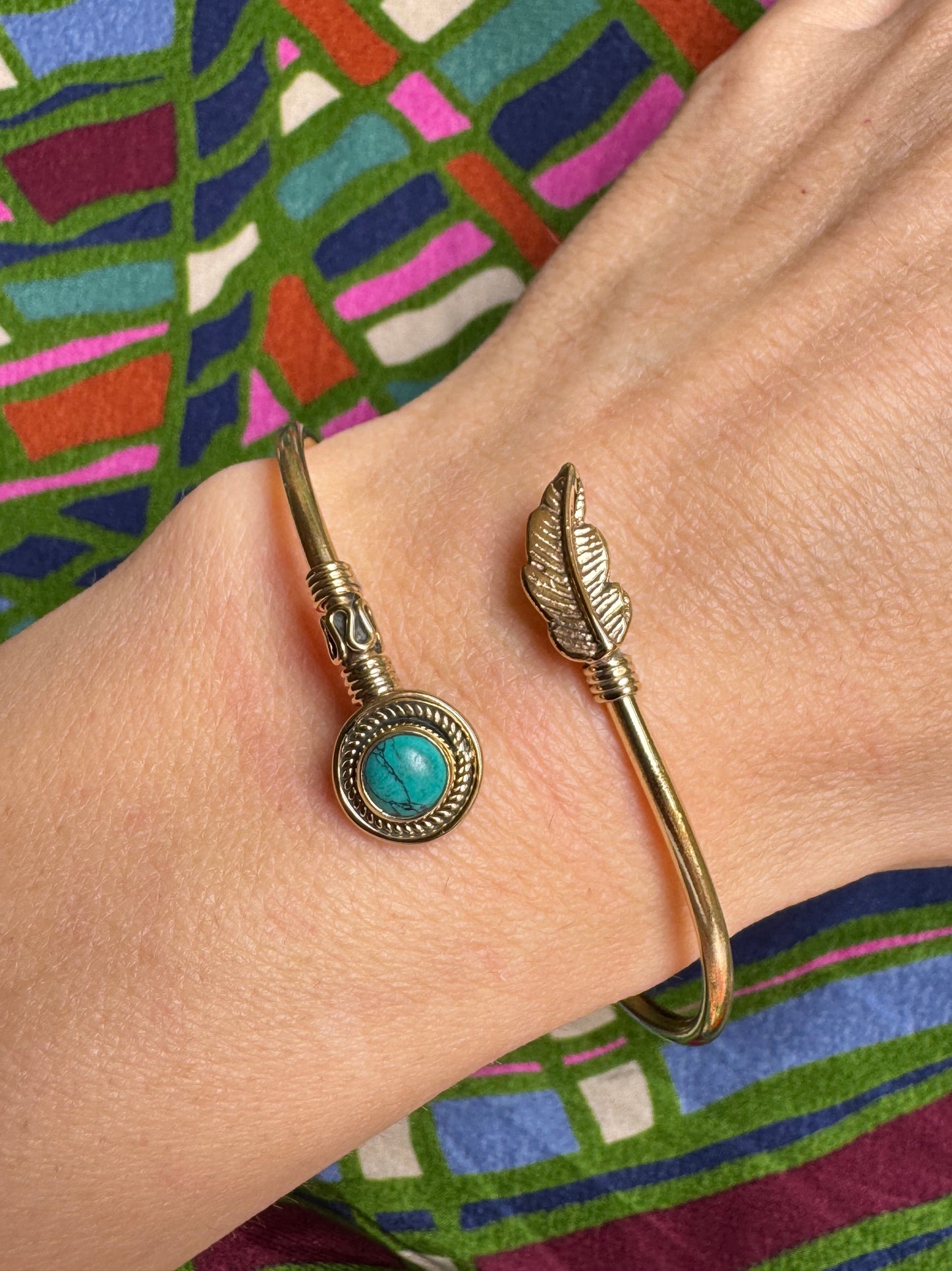 Turquoise golden boho bracelet