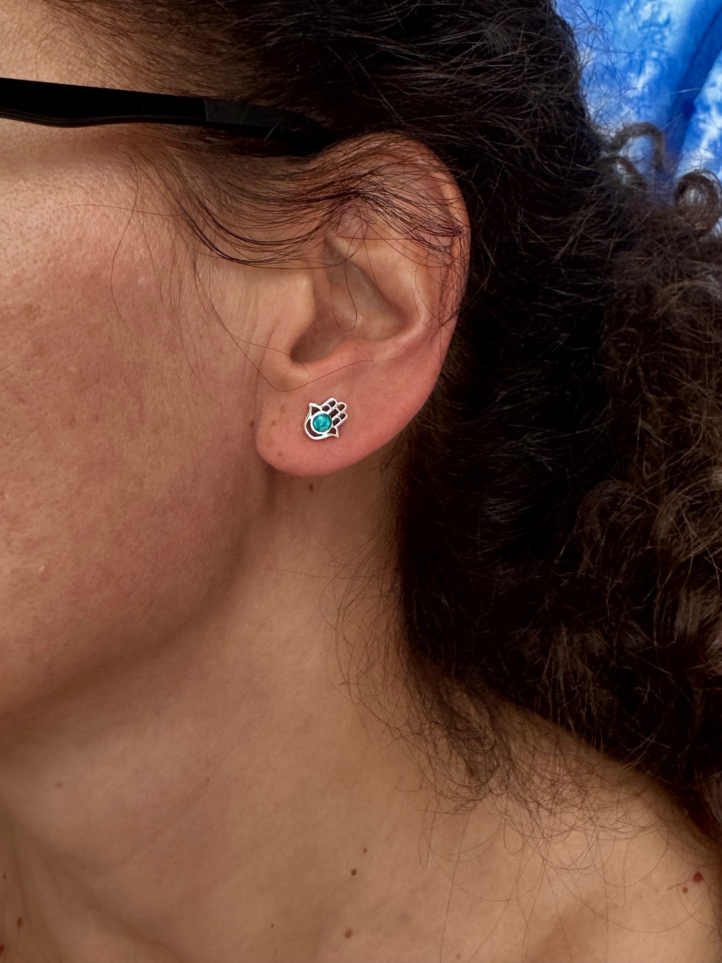 Orecchini lobo argento 925 opale azzurro