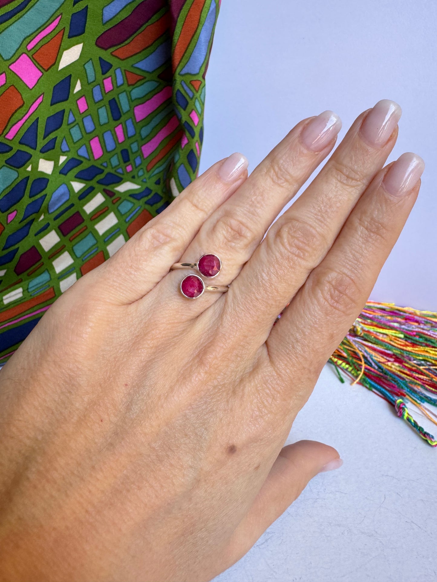 Anello argento 925 radice di rubino regolabile da misura 12 - RR2