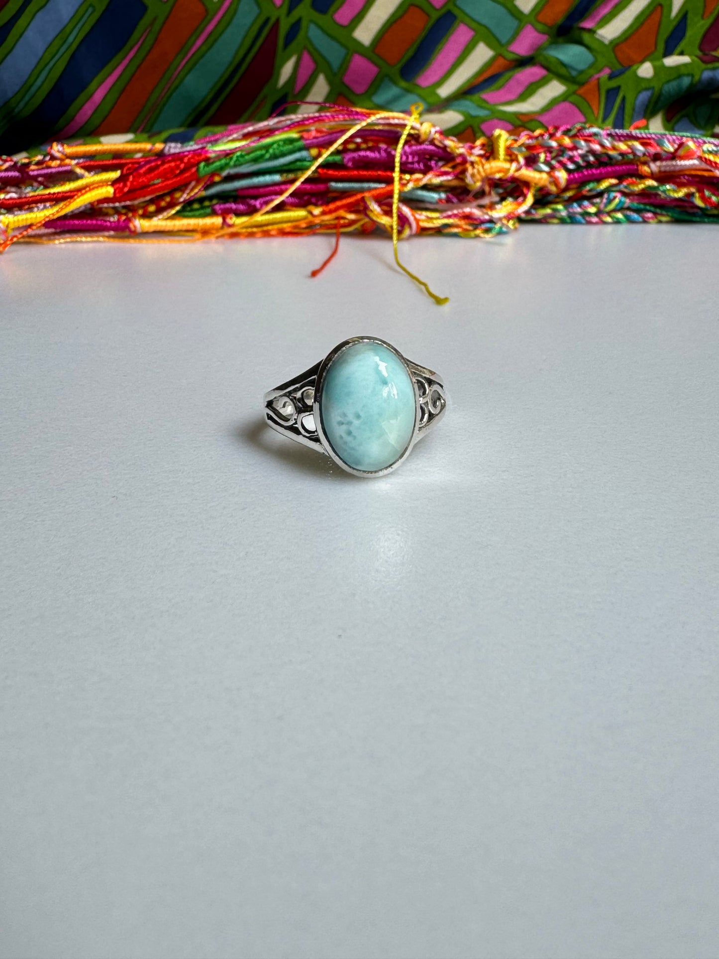 Anello argento 925 larimar E22