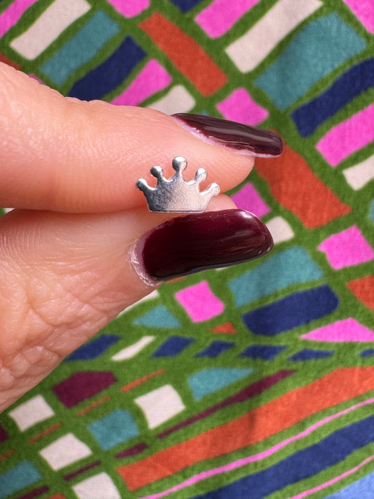 Orecchino singolo lobo argento 925 corona