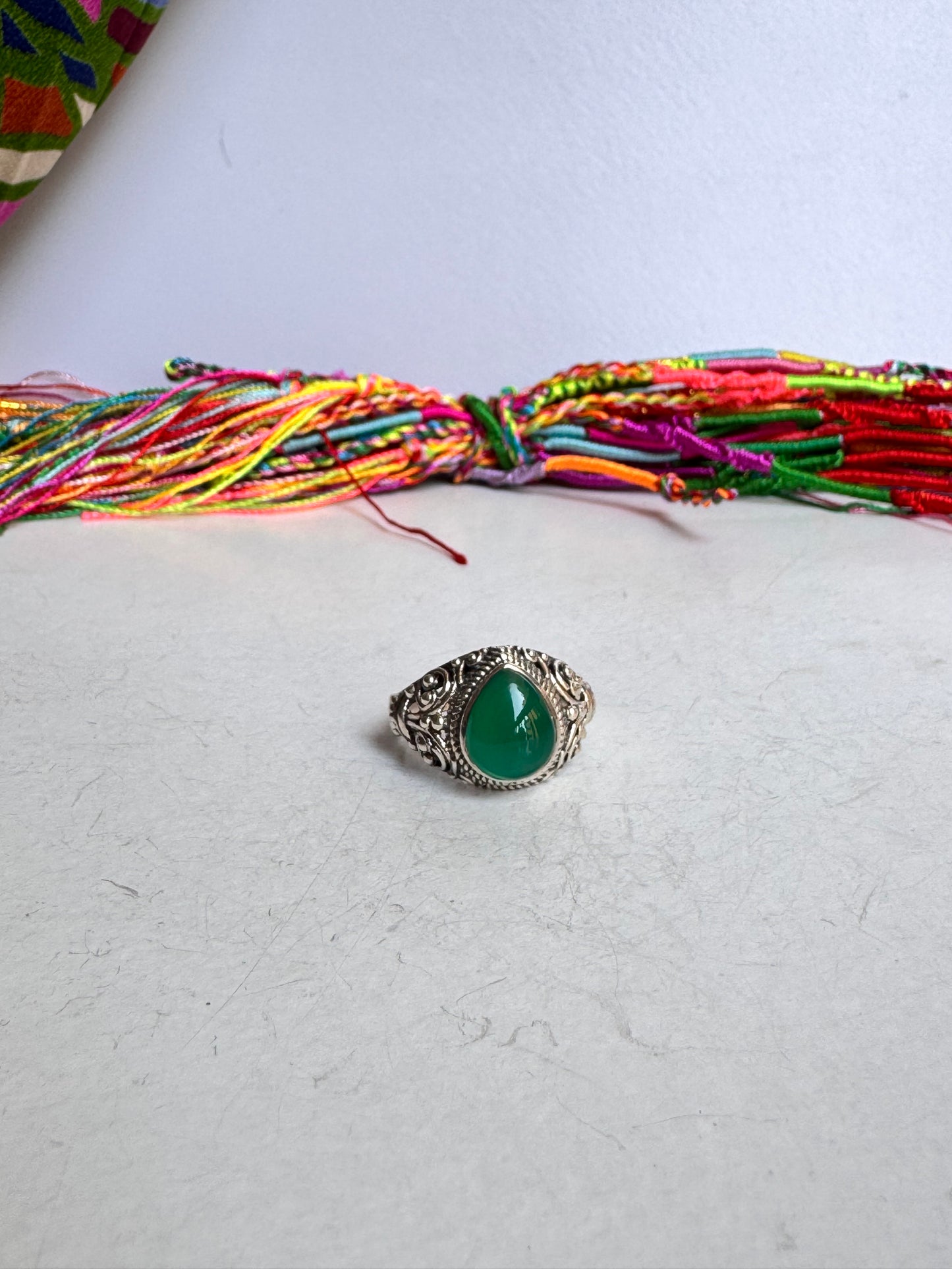 925 silver ring green onyx size 17