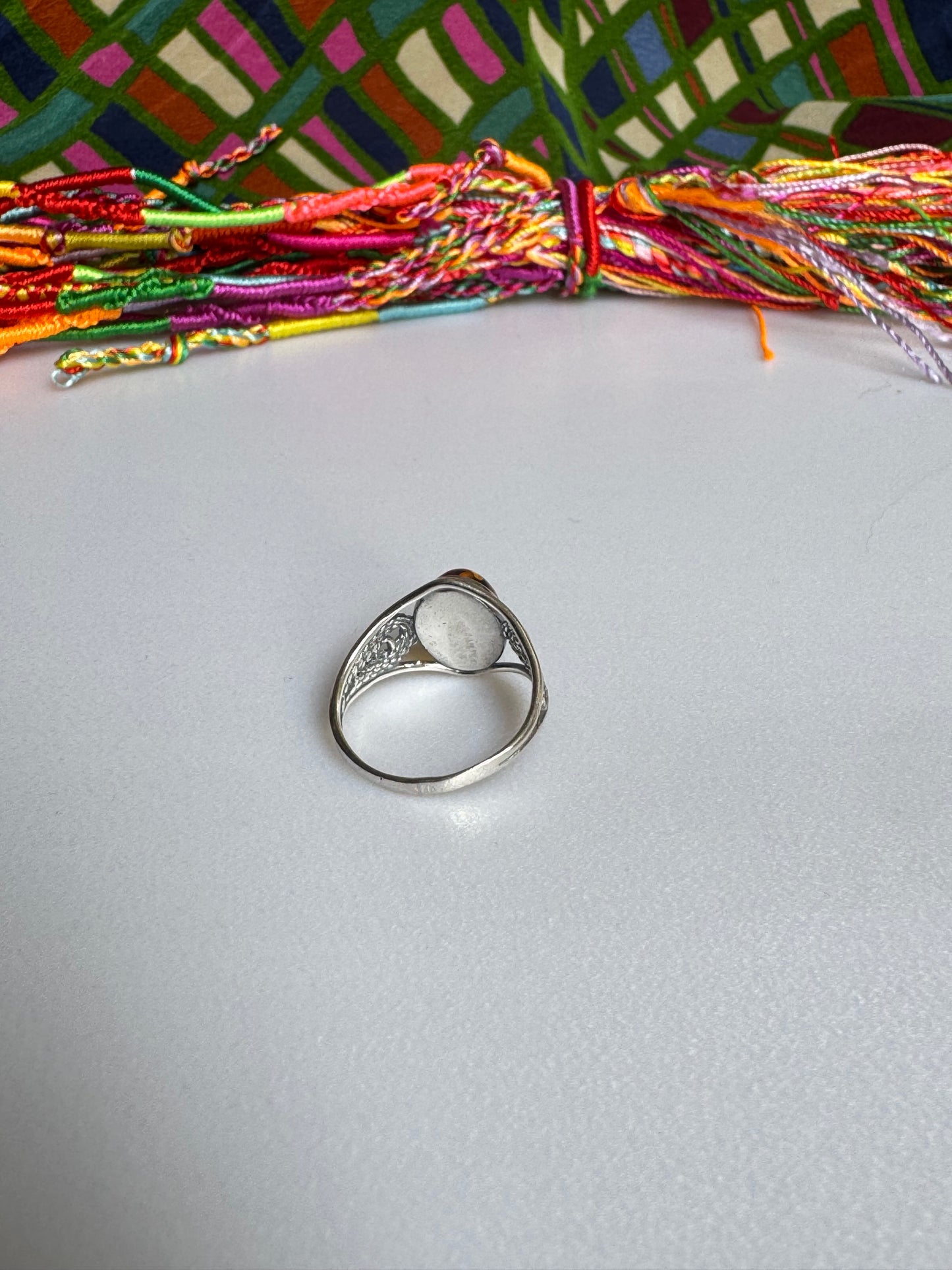 925 silver amber ring size 16/17 - 51A