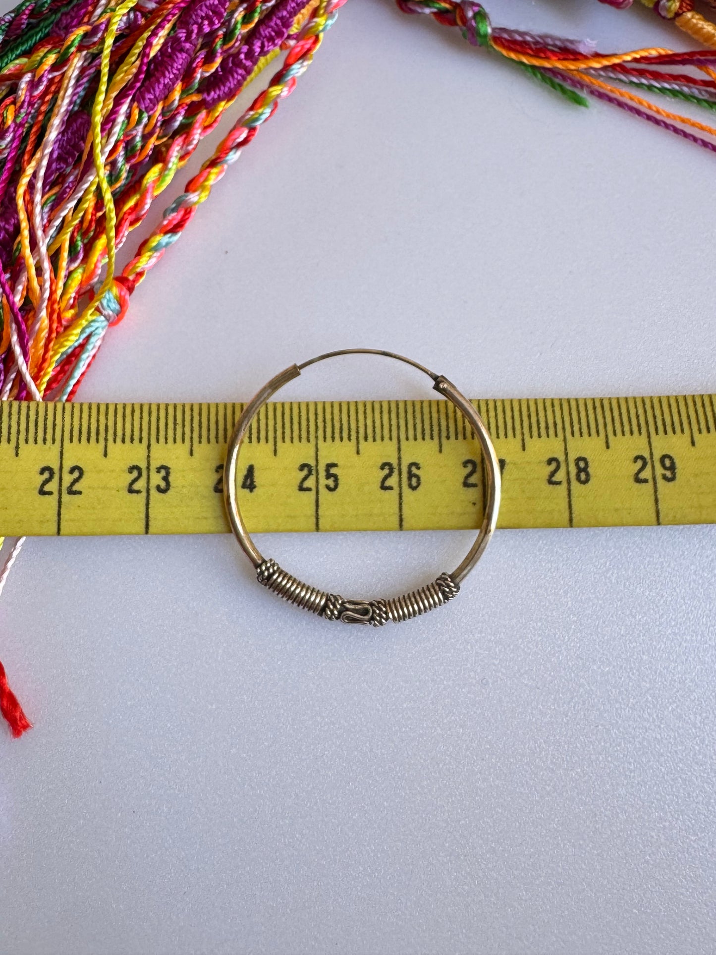 Orecchino singolo cerchio boho argento 925 3 cm W39 difettato
