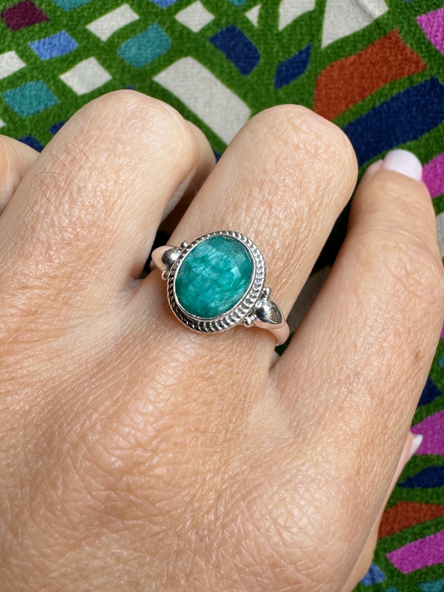 Ring silver925 emerald root E79