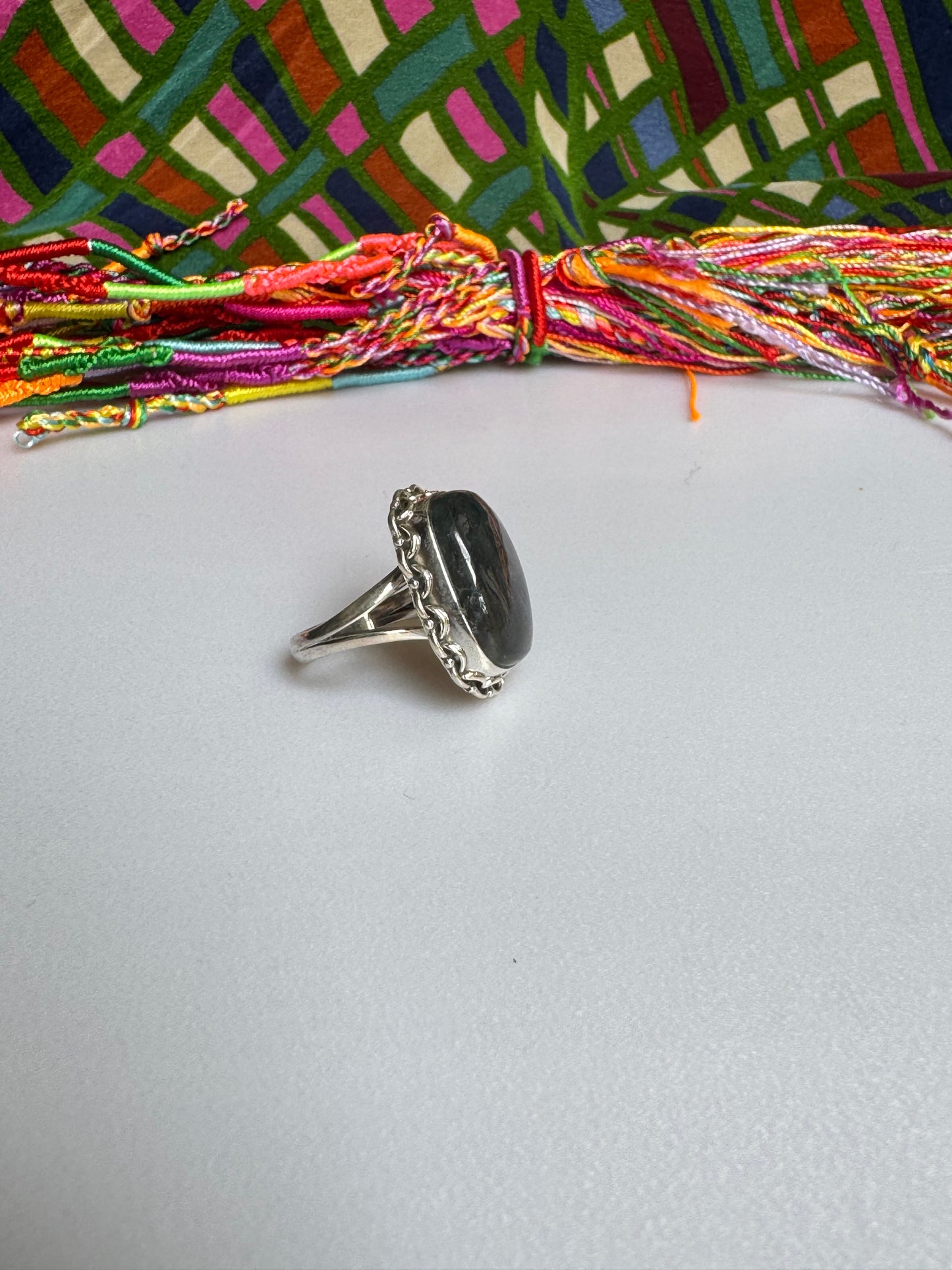 Labradoritring aus 925er Sterlingsilber, Größe 16 - 10LA