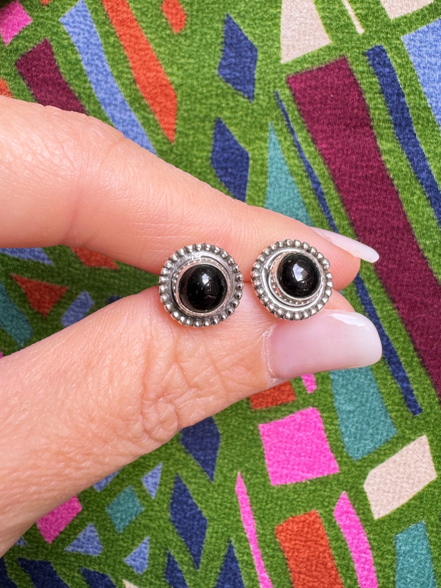 Black onyx 925 silver earrings