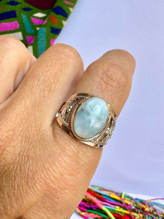 Anello argento 925 larimar misura 18/19 - 4UM