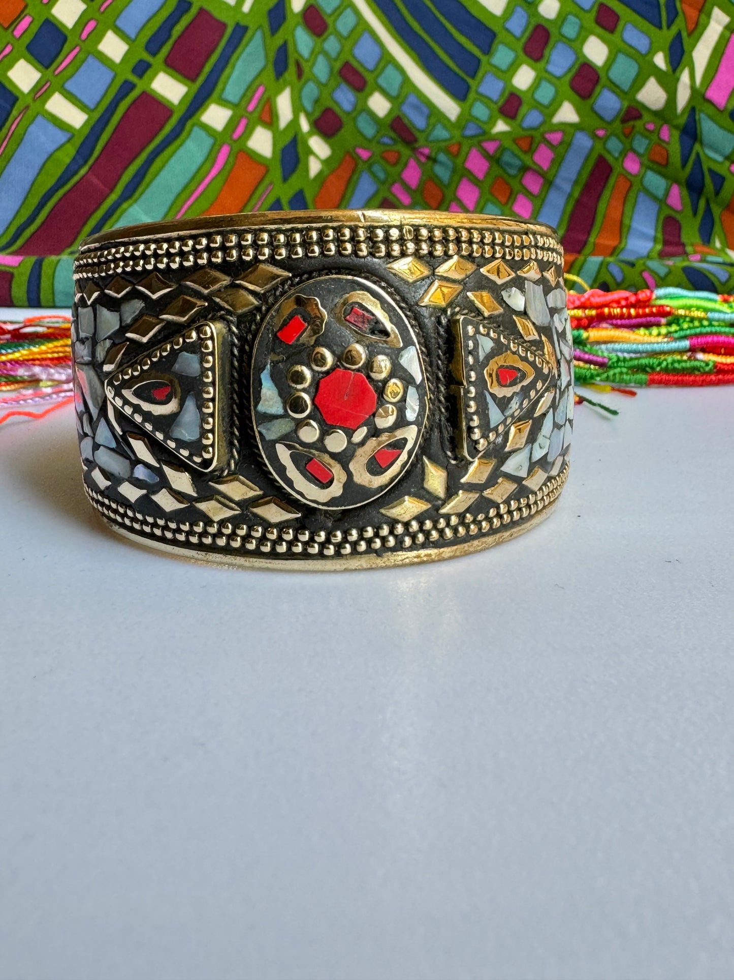 Bracciale nepalese mosaico madreperla