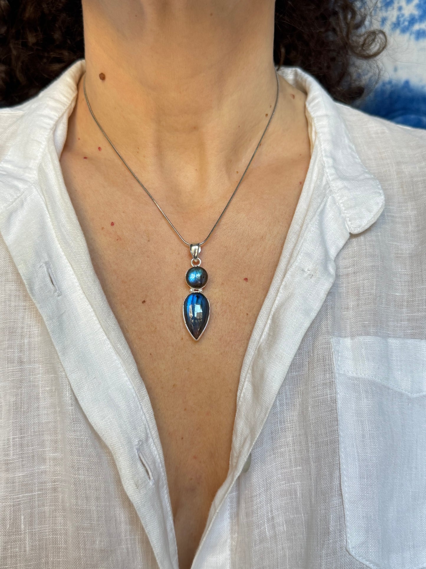 Ciondolo pendente argento 925 labradorite 27K