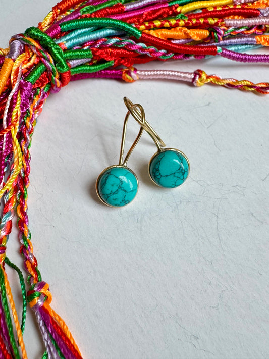 Orecchini boho dorato turchese