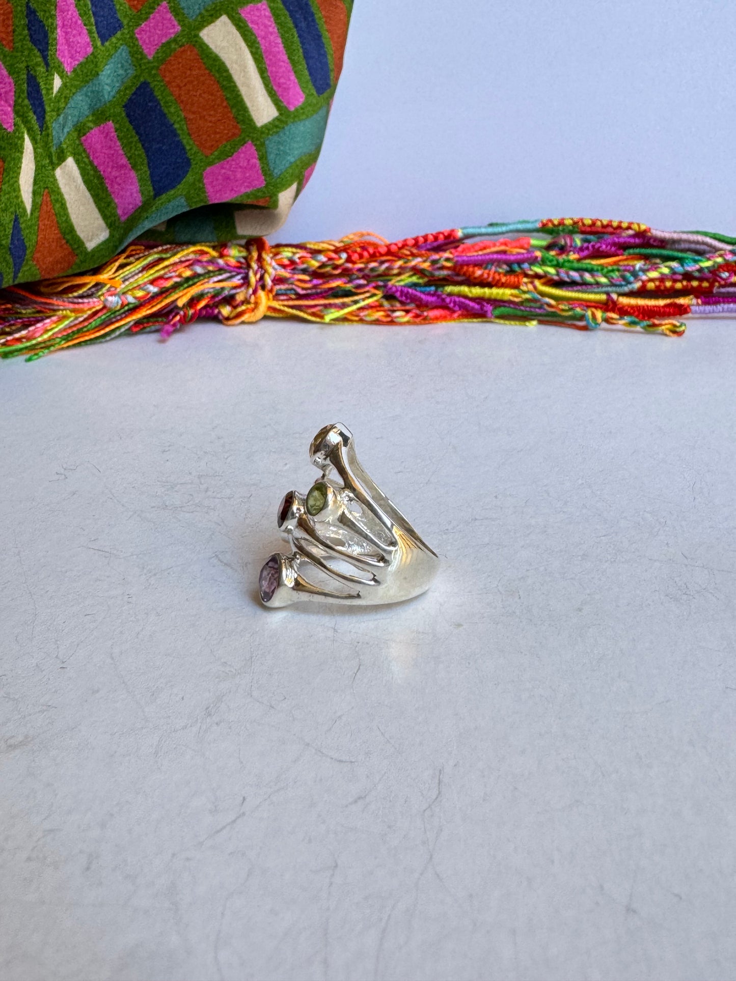 Anello argento 925 multi pietra misura 13/14 - MP2