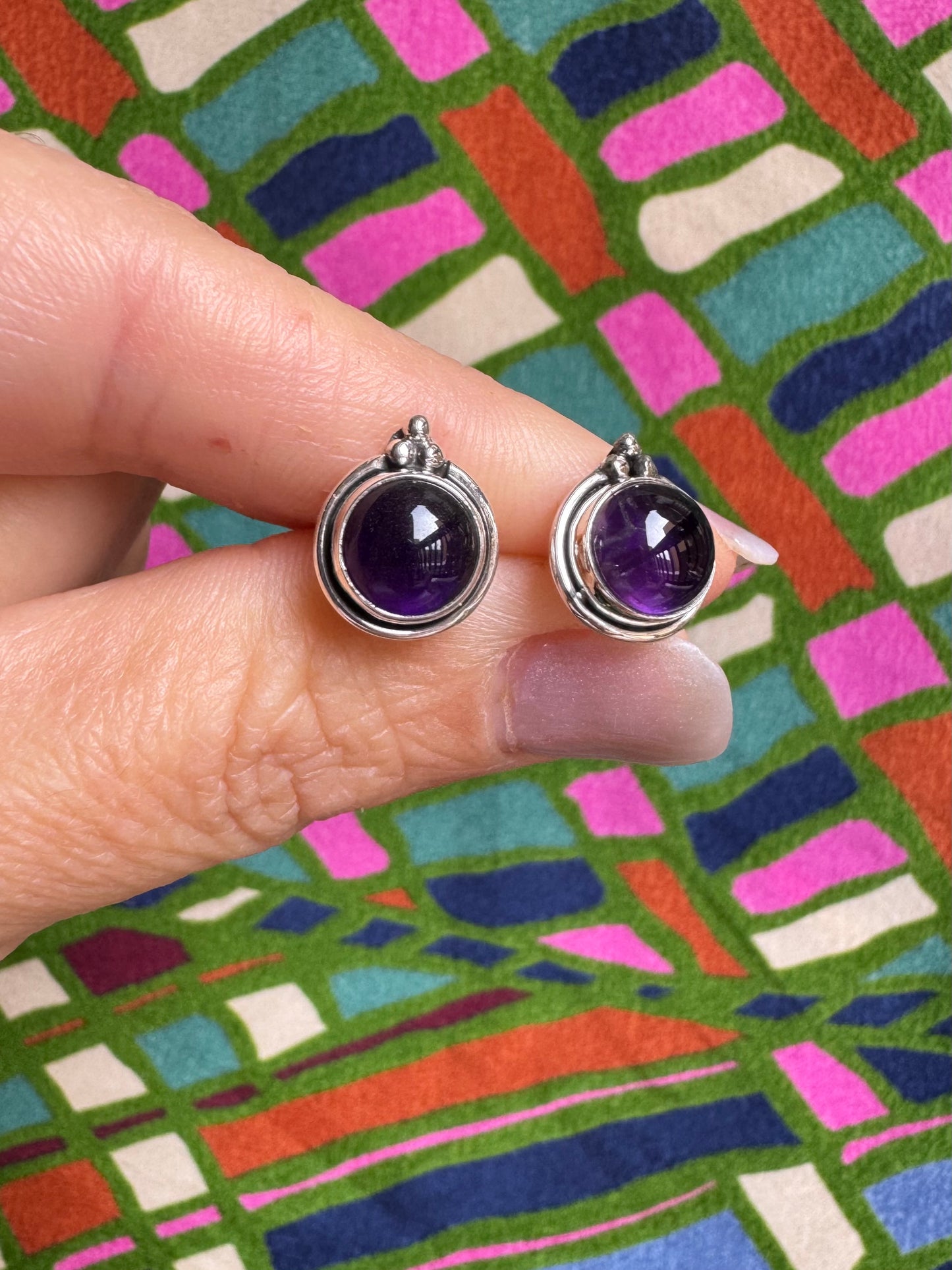 925 silver amethyst stud earrings