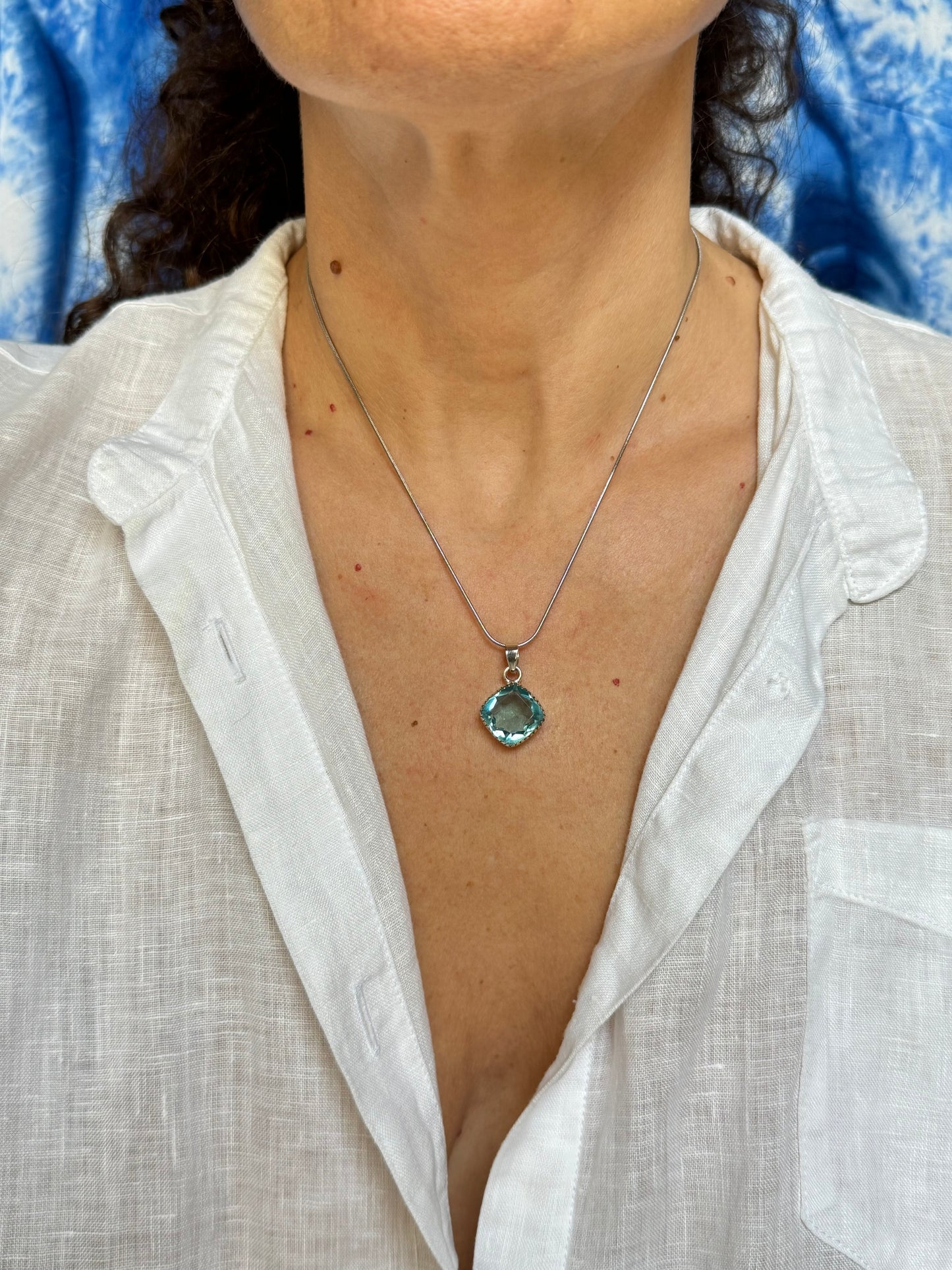 925 silver aquamarine pendant F21