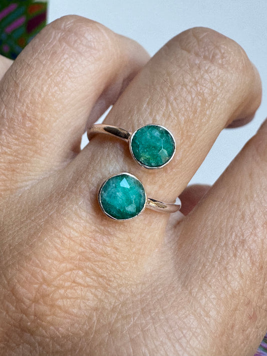 Anello argento 925 radice di smeraldo regolabile misura 16 M10