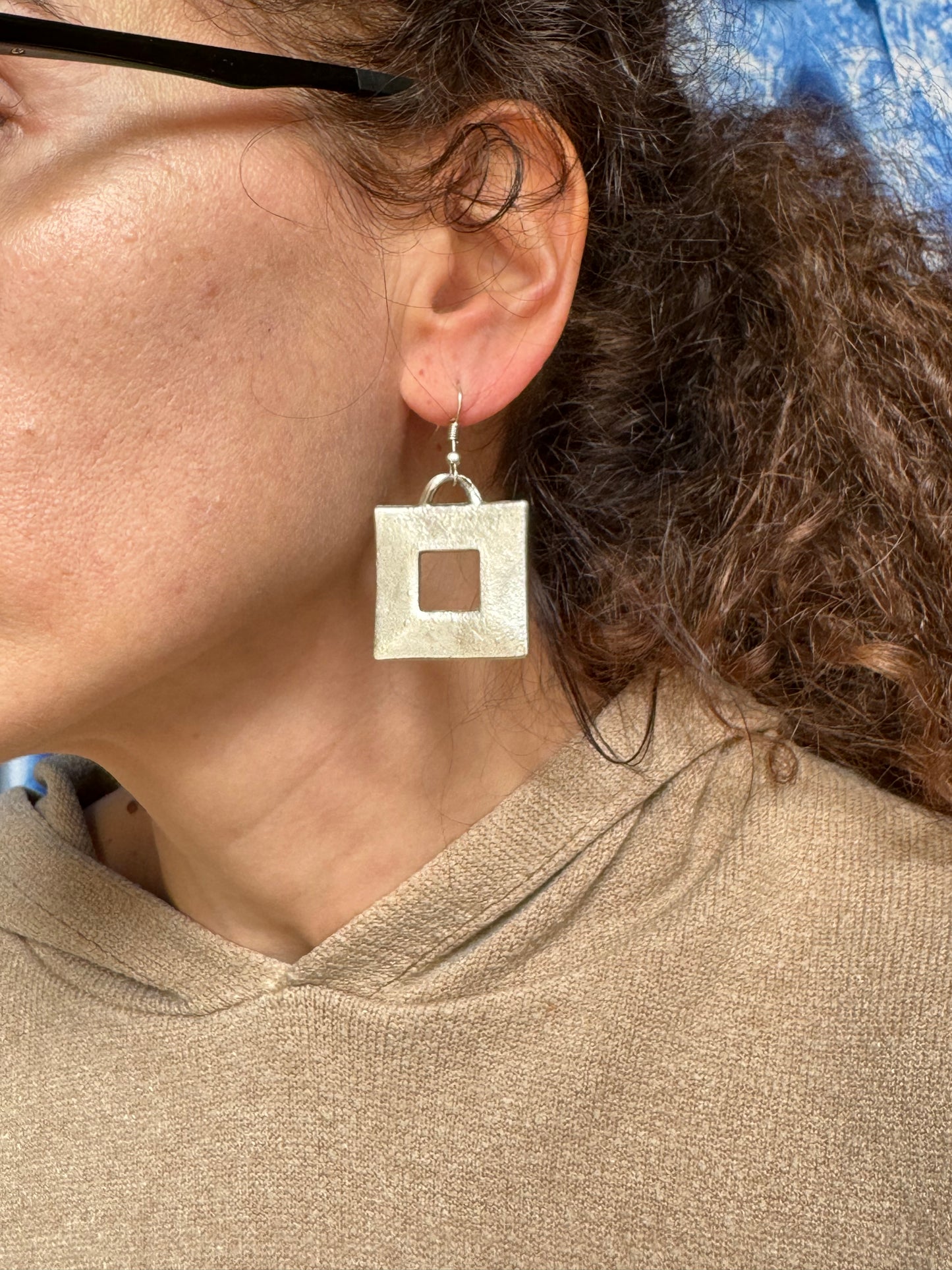 Square zamak earrings