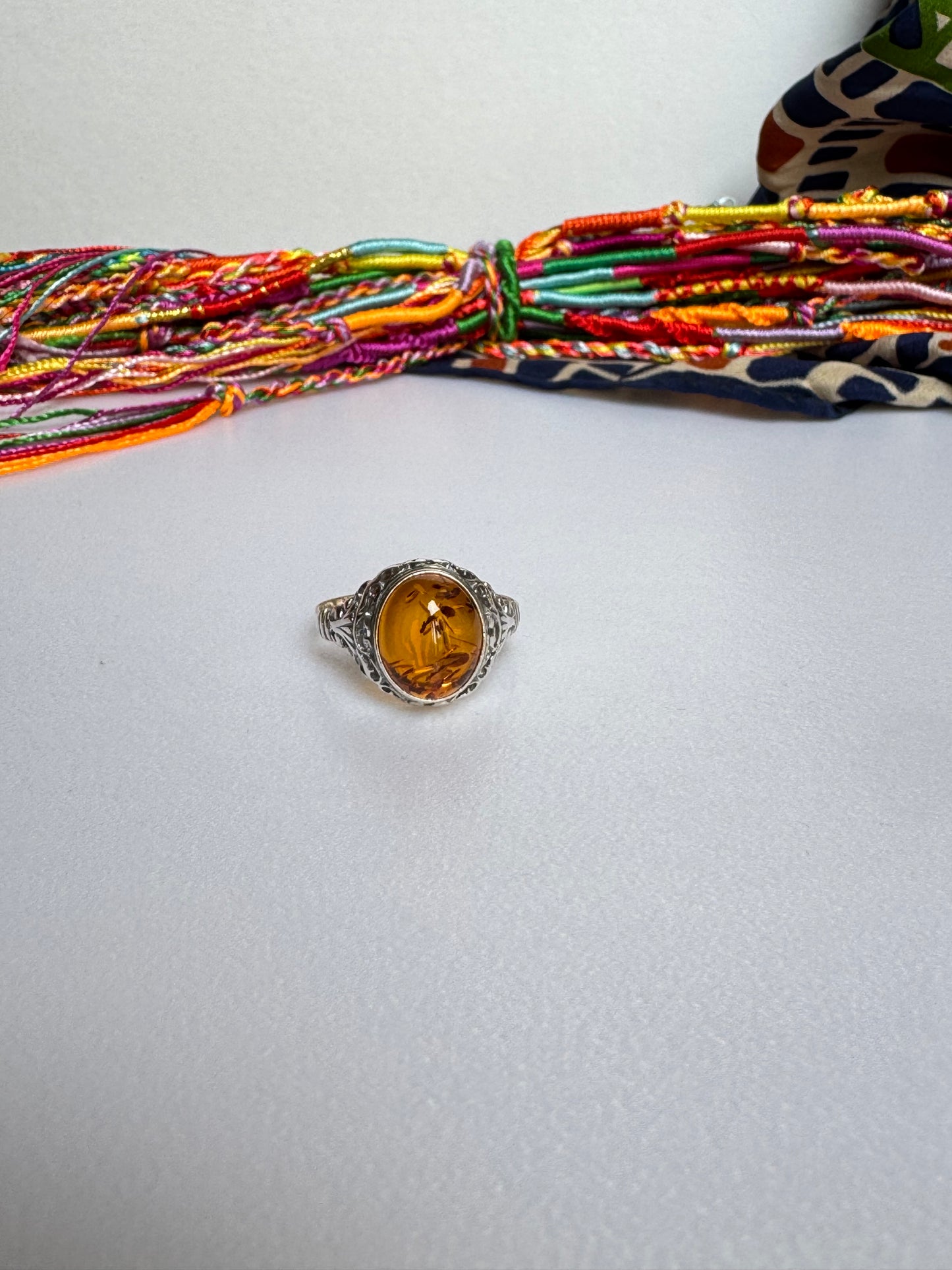 Anello argento 925 ambra misura 22 - 6AMB