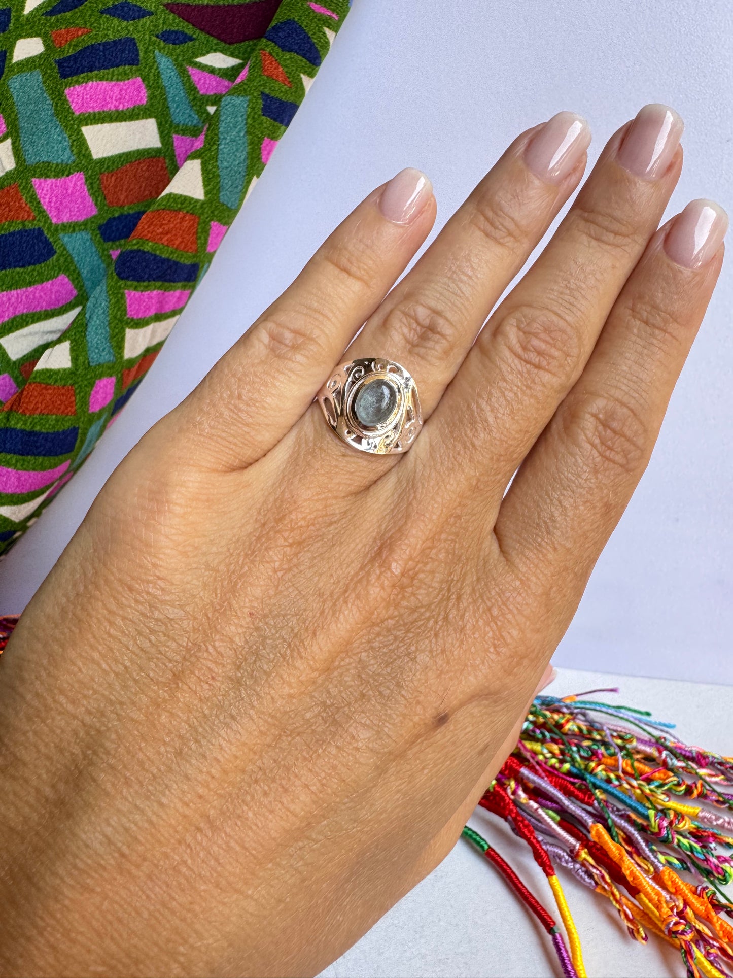 Anello argento 925 acquamarina misura 12 - 19UM