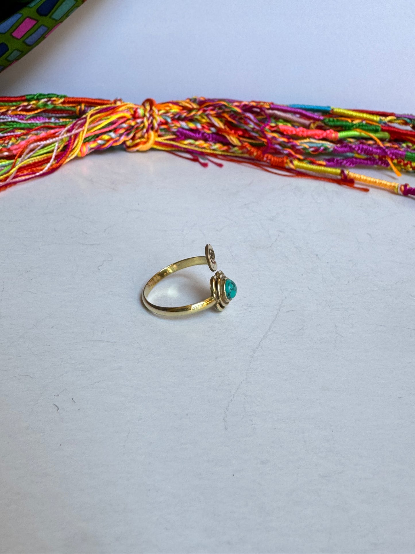 Anello boho dorato turchese